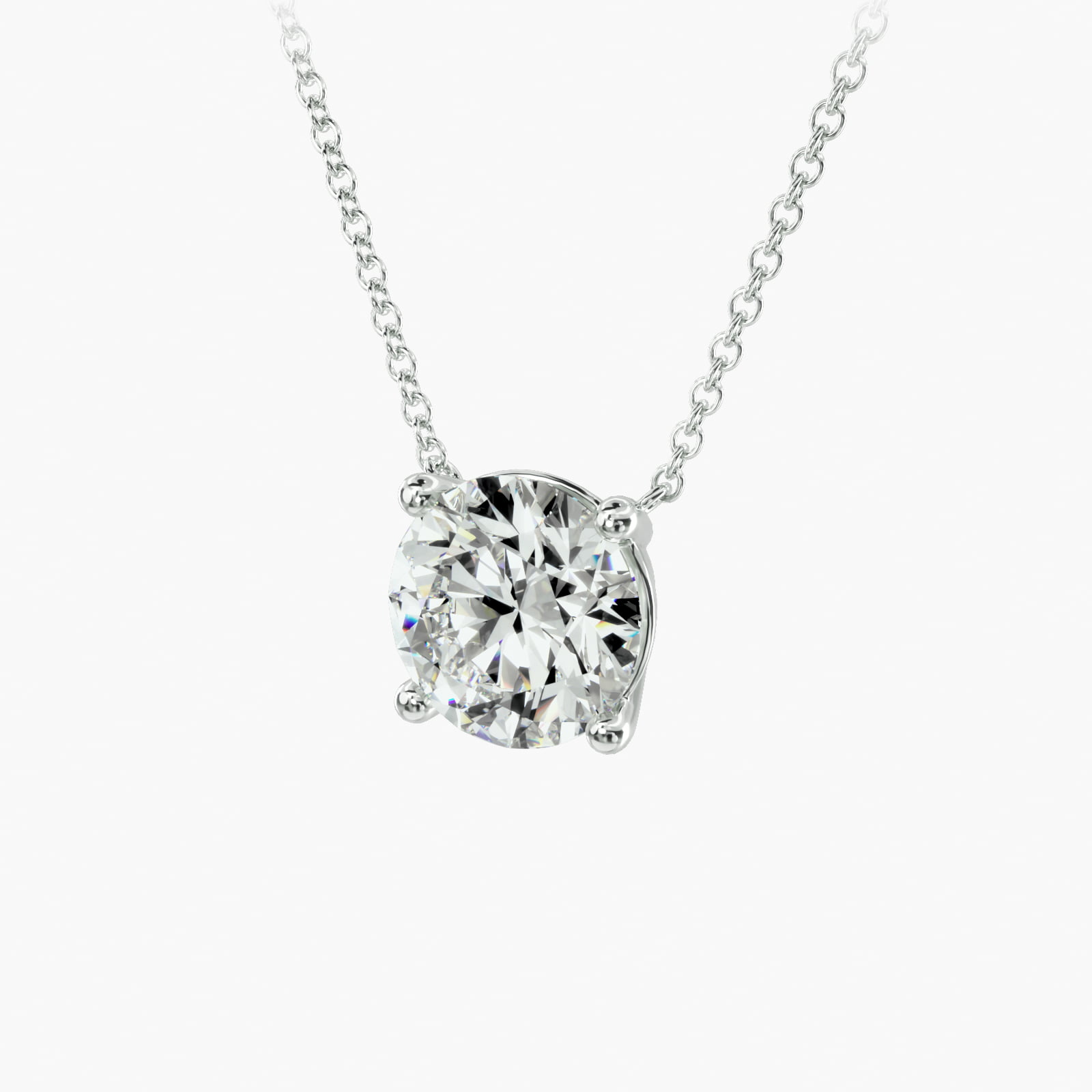 Four Prong Basket Solitaire Diamond Pendant In 14K White Gold (Setting)