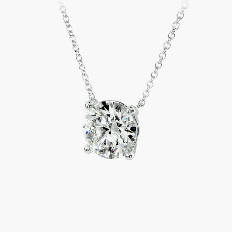 Four Prong Basket Solitaire Lab Grown Diamond Pendant In 14K White Gold (1 Ct. tw. - F-G / VS2-SI1) 3