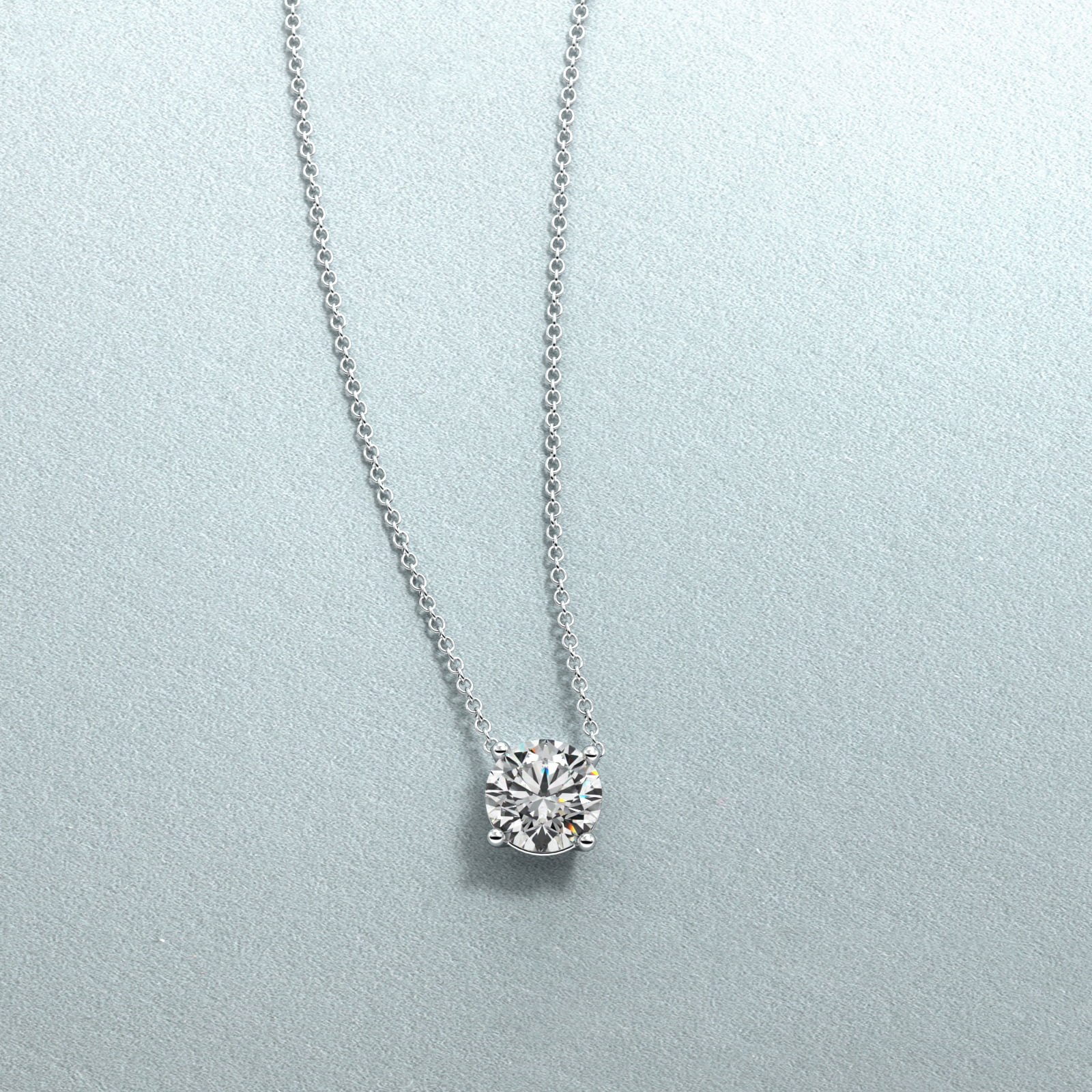 Four Prong Basket Solitaire Diamond Pendant In 14K White Gold (Setting) 3