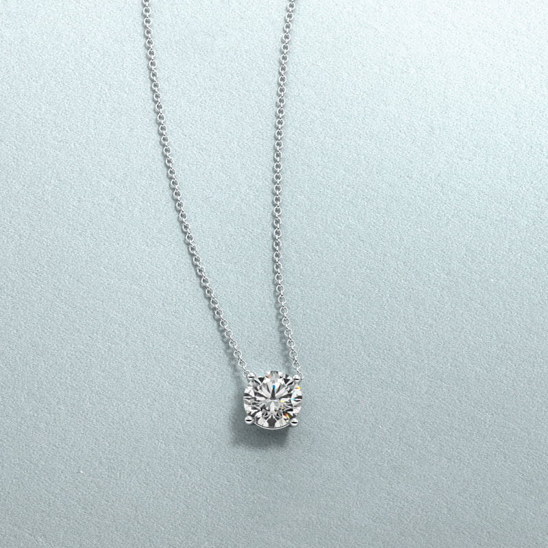 Four Prong Basket Solitaire Lab Grown Diamond Pendant In 14K White Gold (1 Ct. tw. - F-G / VS2-SI1) 8