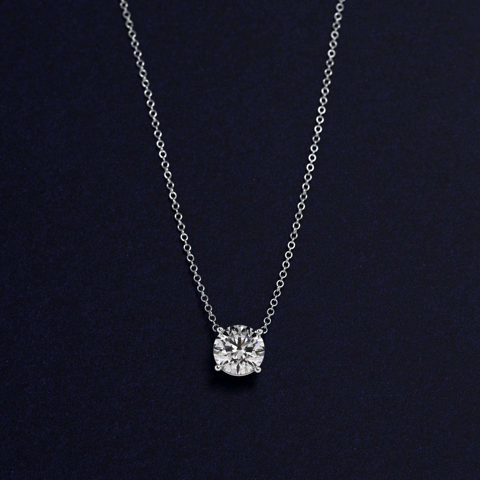 Four Prong Basket Solitaire Diamond Pendant In 14K White Gold (Setting) 2