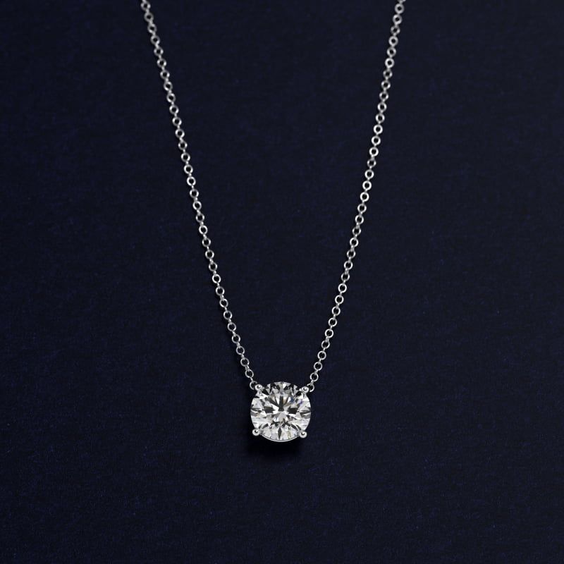 Four Prong Basket Solitaire Lab Grown Diamond Pendant In 14K White Gold (1 Ct. tw. - F-G / VS2-SI1)