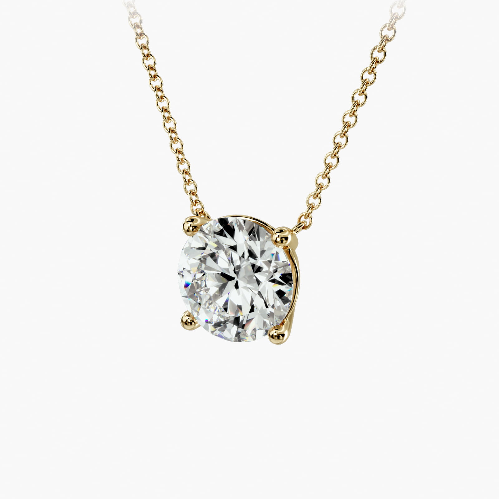 Four Prong Basket Solitaire Diamond Pendant In 14K Yellow Gold (Setting)