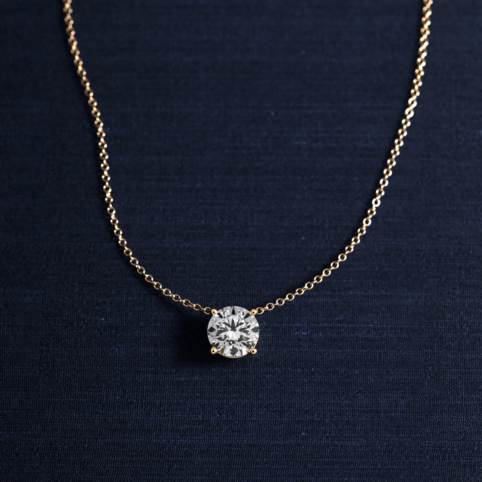 Four Prong Basket Solitaire Diamond Pendant In 14K Yellow Gold (Setting) 3