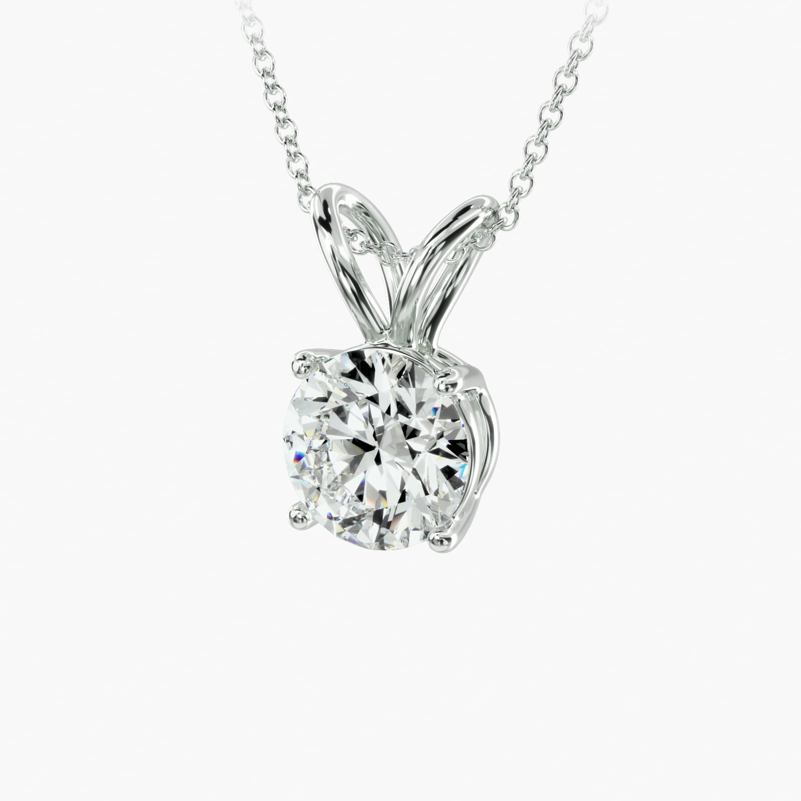 Double-Bail Diamond Solitaire Pendant In Platinum (Setting)