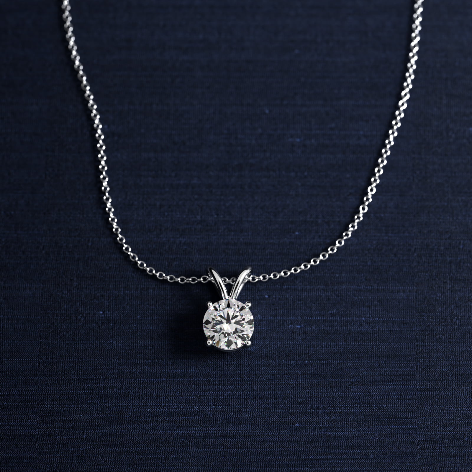 Double-Bail Diamond Solitaire Pendant In Platinum (Setting) 3
