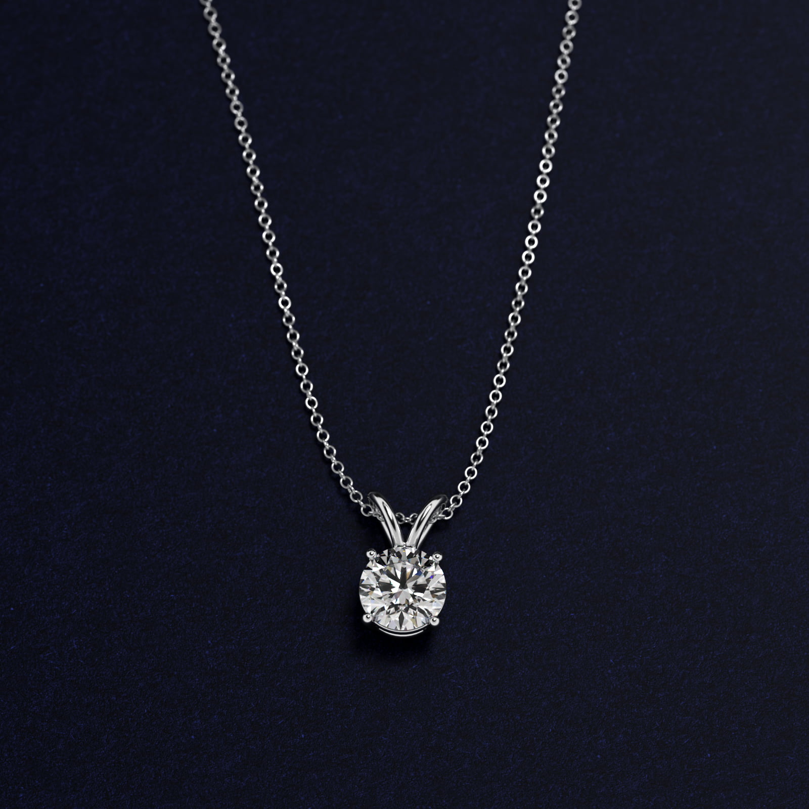 Double-Bail Diamond Solitaire Pendant In Platinum (Setting) 2
