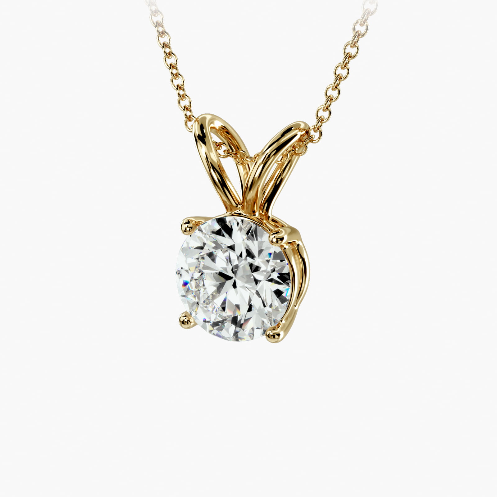Double-Bail Diamond Solitaire Pendant In 14K Yellow Gold (Setting)