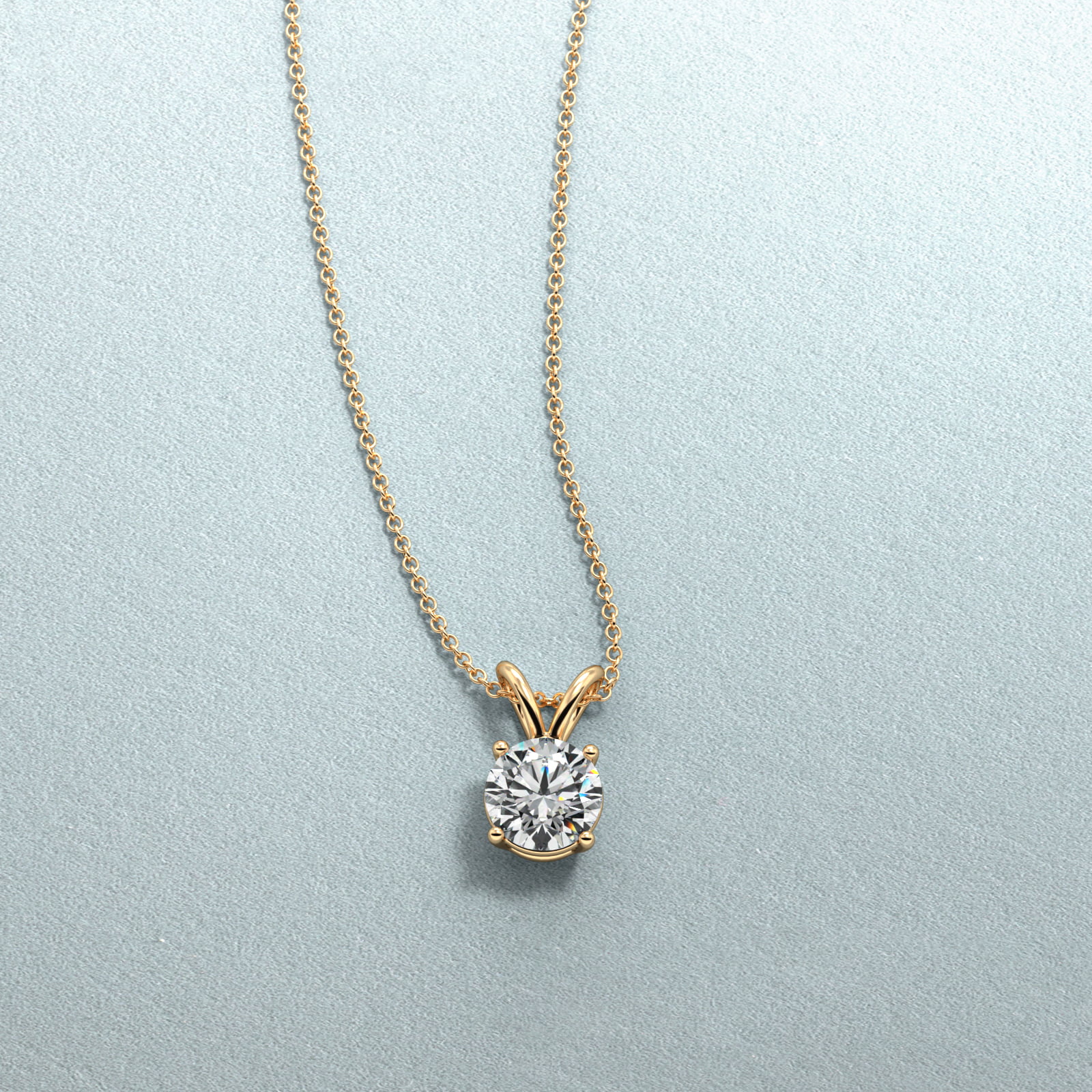 Double-Bail Diamond Solitaire Pendant In 14K Yellow Gold (Setting) 3
