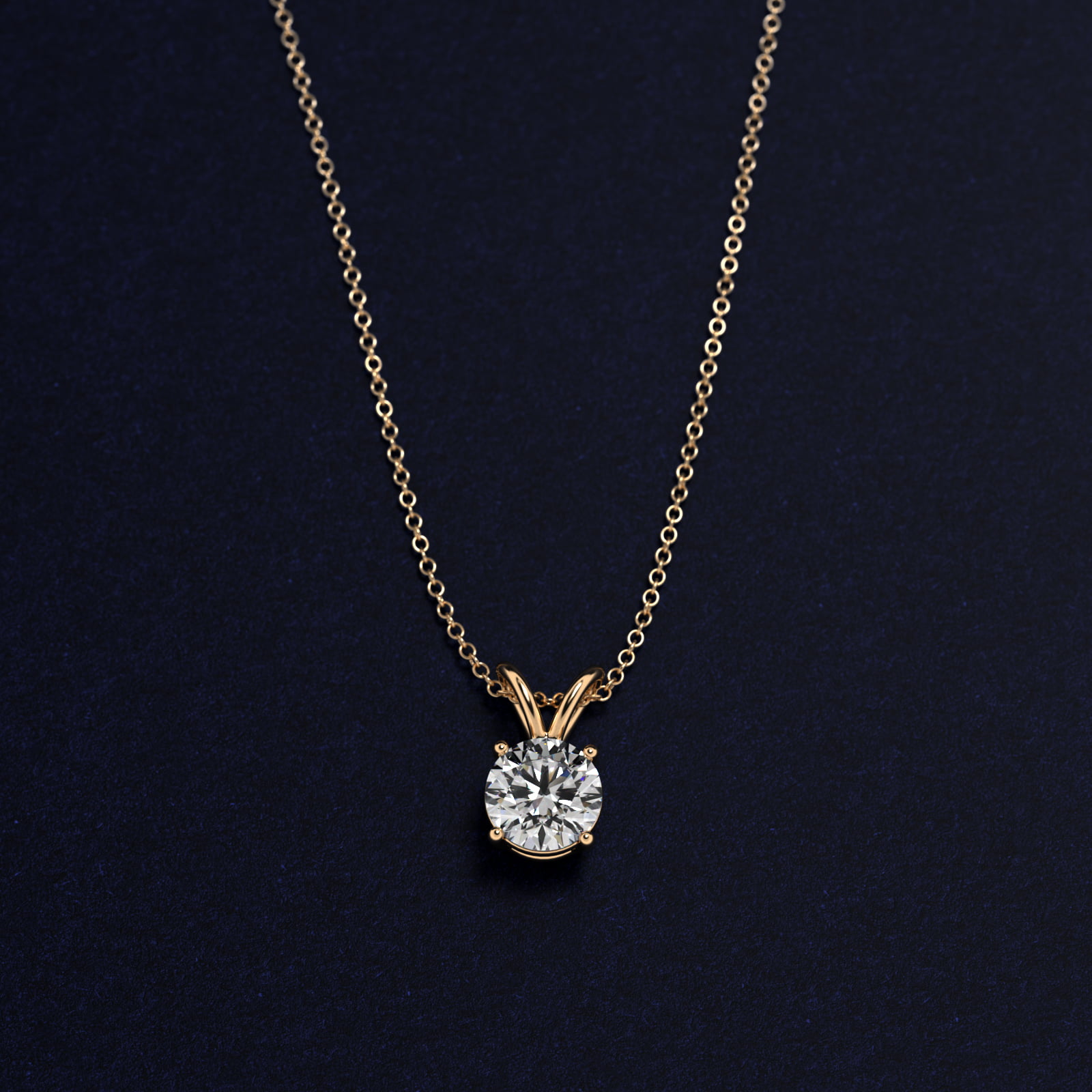Double-Bail Diamond Solitaire Pendant In 14K Yellow Gold (Setting) 2