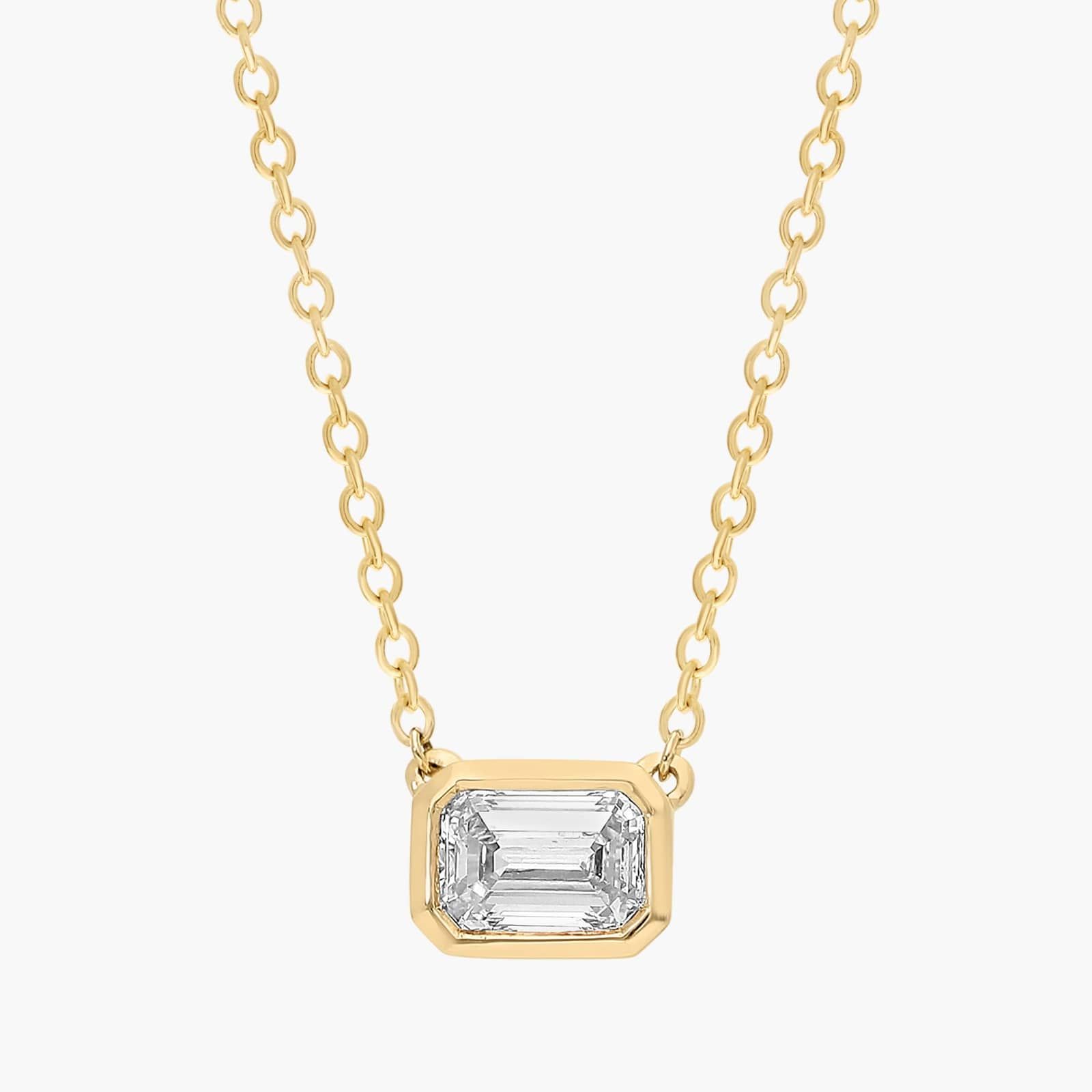 East West Emerald Cut Bezel Diamond Pendant In 14K Yellow Gold (1/2 Ct. tw. - H-I / SI1-SI2)