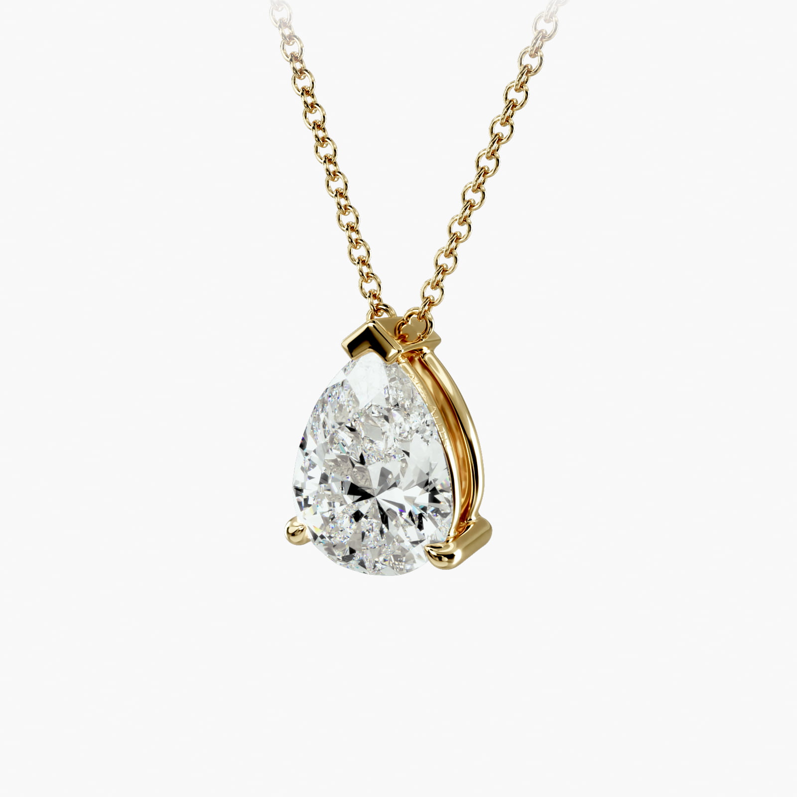 Point Up Pear Cut Diamond Solitaire Pendant In 14K Yellow Gold (Setting)
