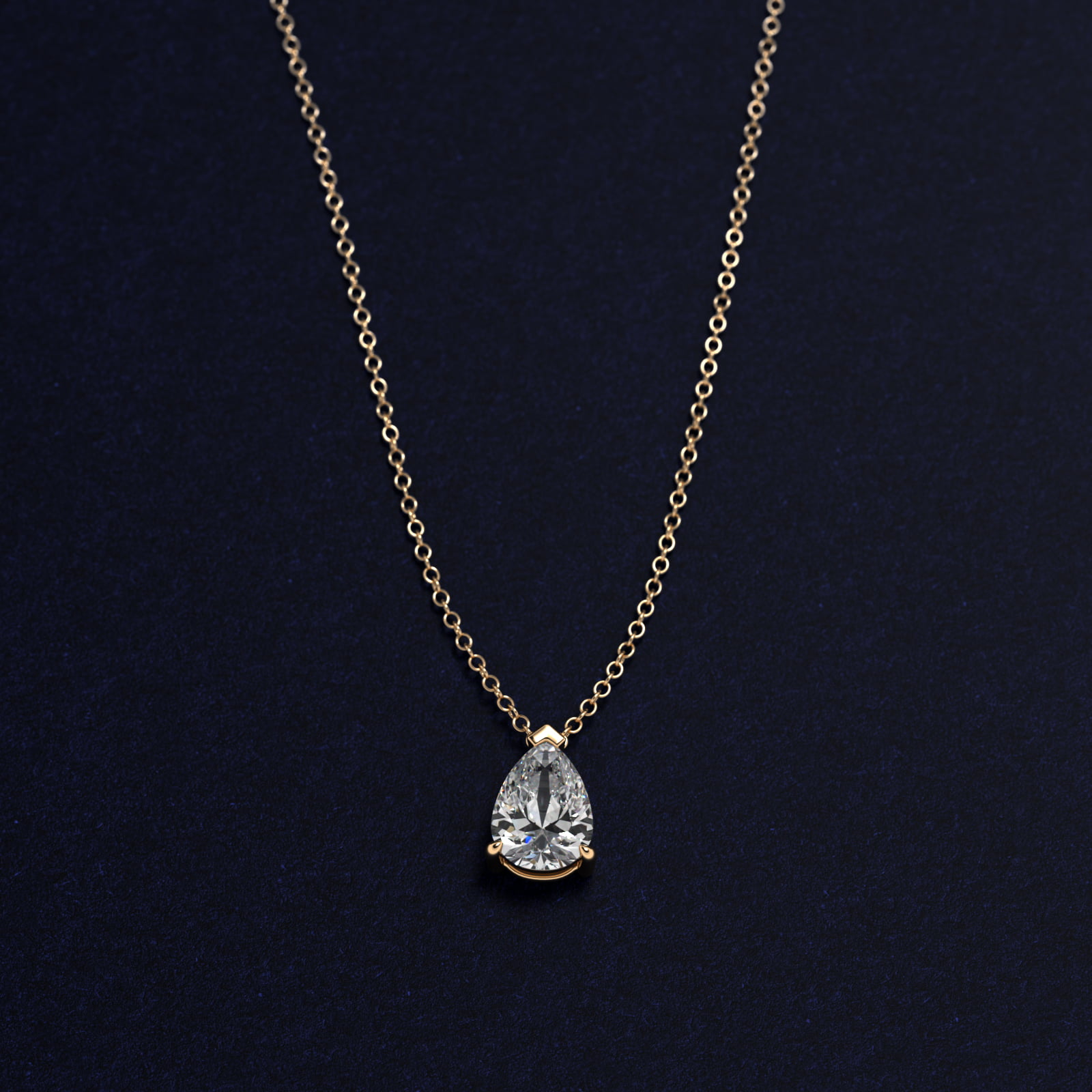 Point Up Pear Cut Diamond Solitaire Pendant In 14K Yellow Gold (Setting) 2