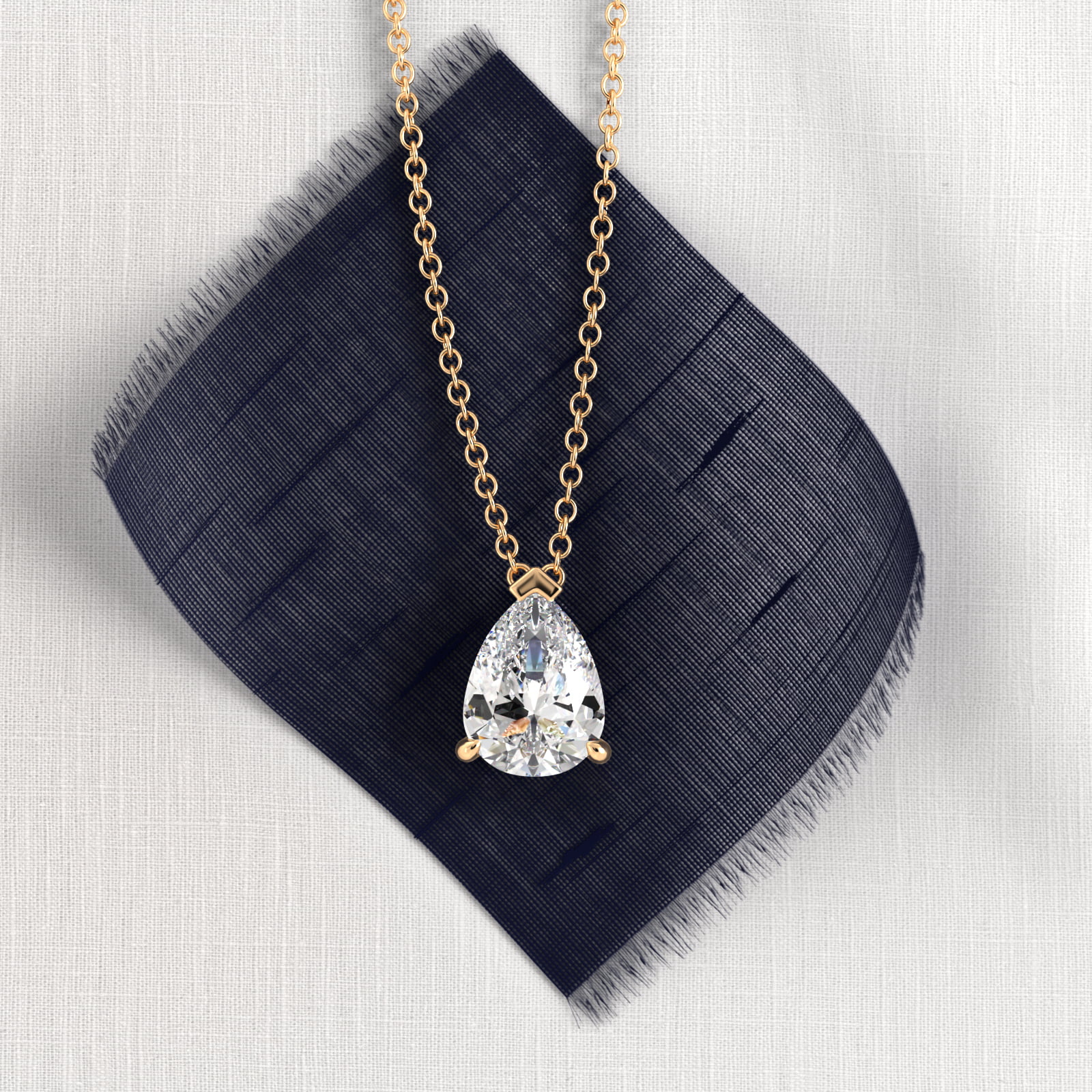 Point Up Pear Cut Diamond Solitaire Pendant In 14K Yellow Gold (Setting) 3
