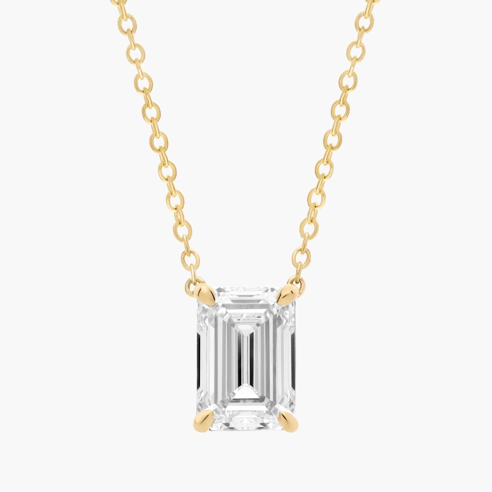 Emerald Cut Lab-Grown Diamond Solitaire Pendant In 14K Yellow Gold (2 Ct. tw. - F-G / VS2-SI1)