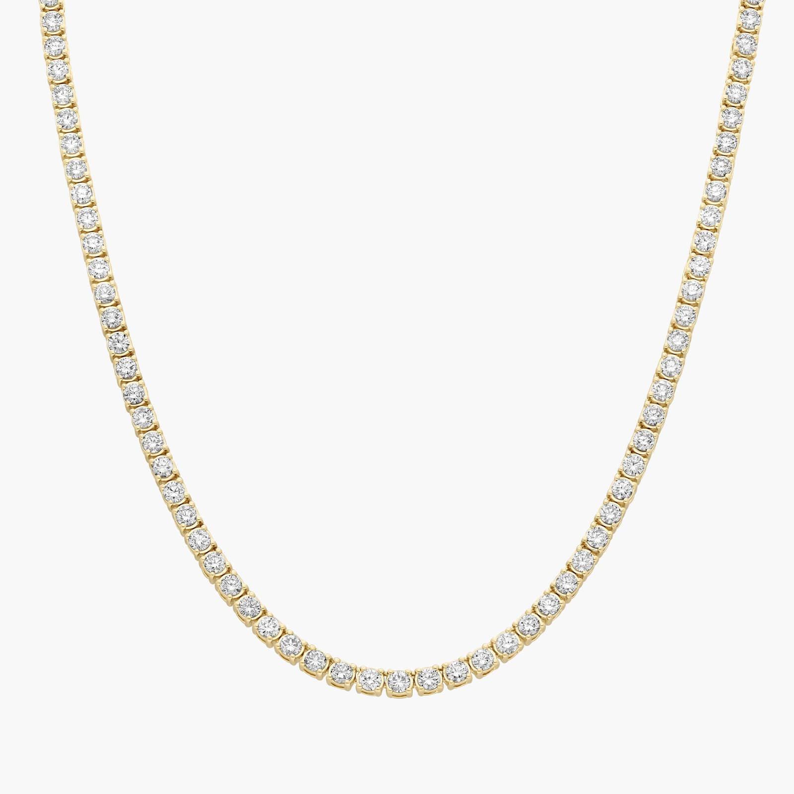 22 " Straight Lab-Grown Diamond Tennis Necklace In 14K Yellow Gold (12 Ct. tw. - F-G / VS2-SI1)