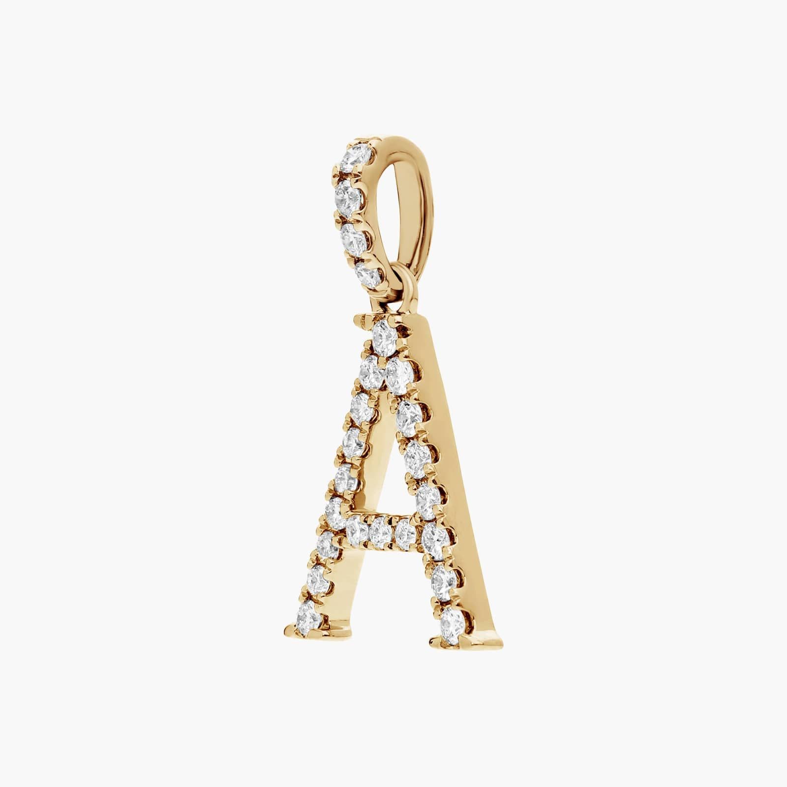 Lab-Grown Diamond Initial A Charm In 14K Yellow Gold 2