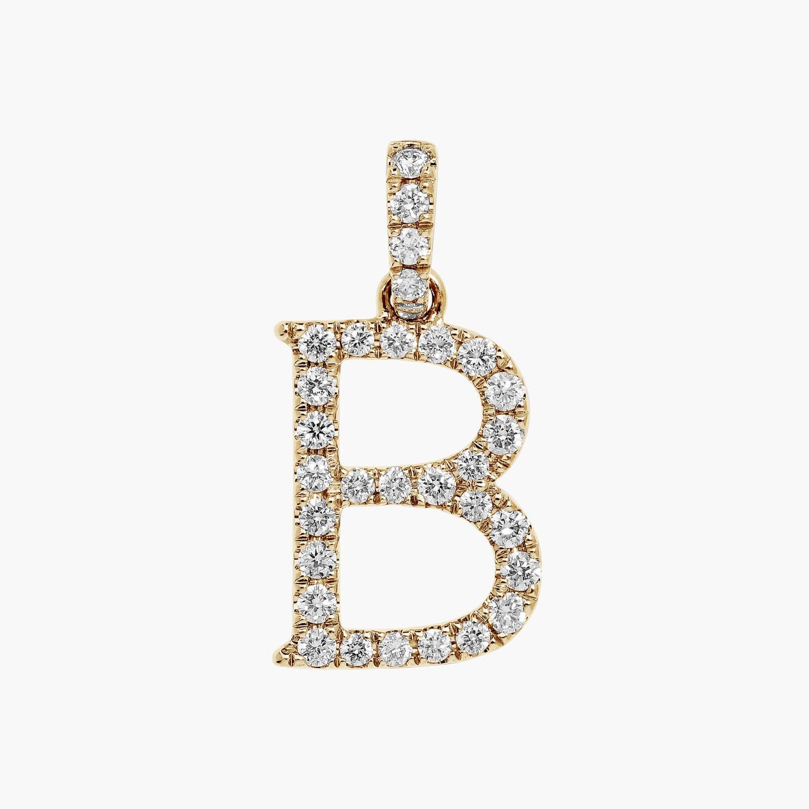Lab-Grown Diamond Initial B Charm In 14K Yellow Gold