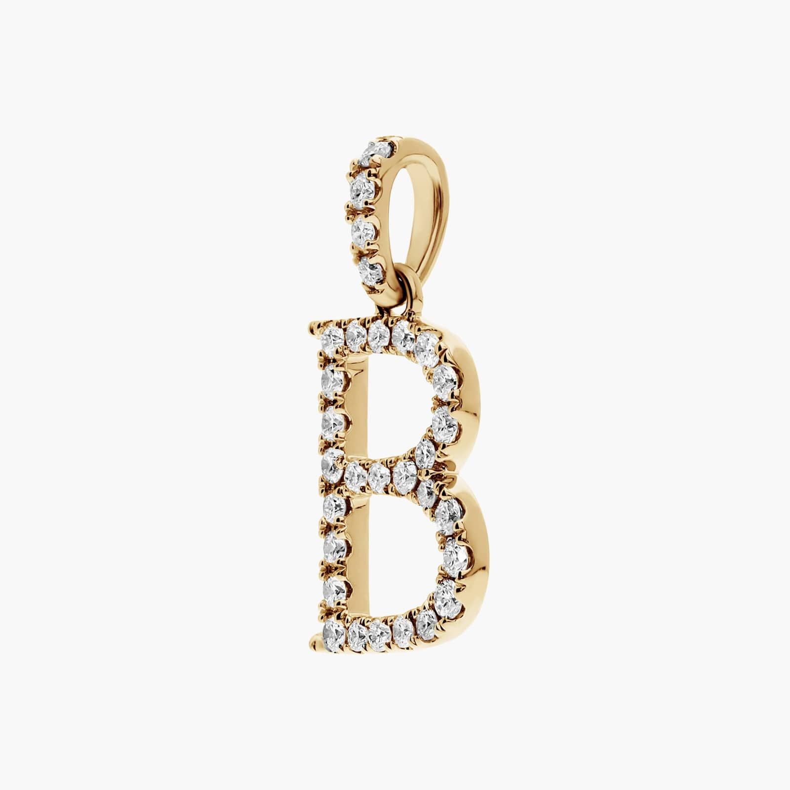 Lab-Grown Diamond Initial B Charm In 14K Yellow Gold 2
