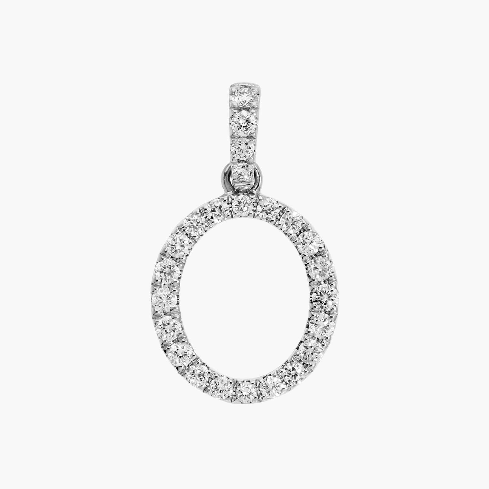 Lab-Grown Diamond Initial O Charm In 14K White Gold