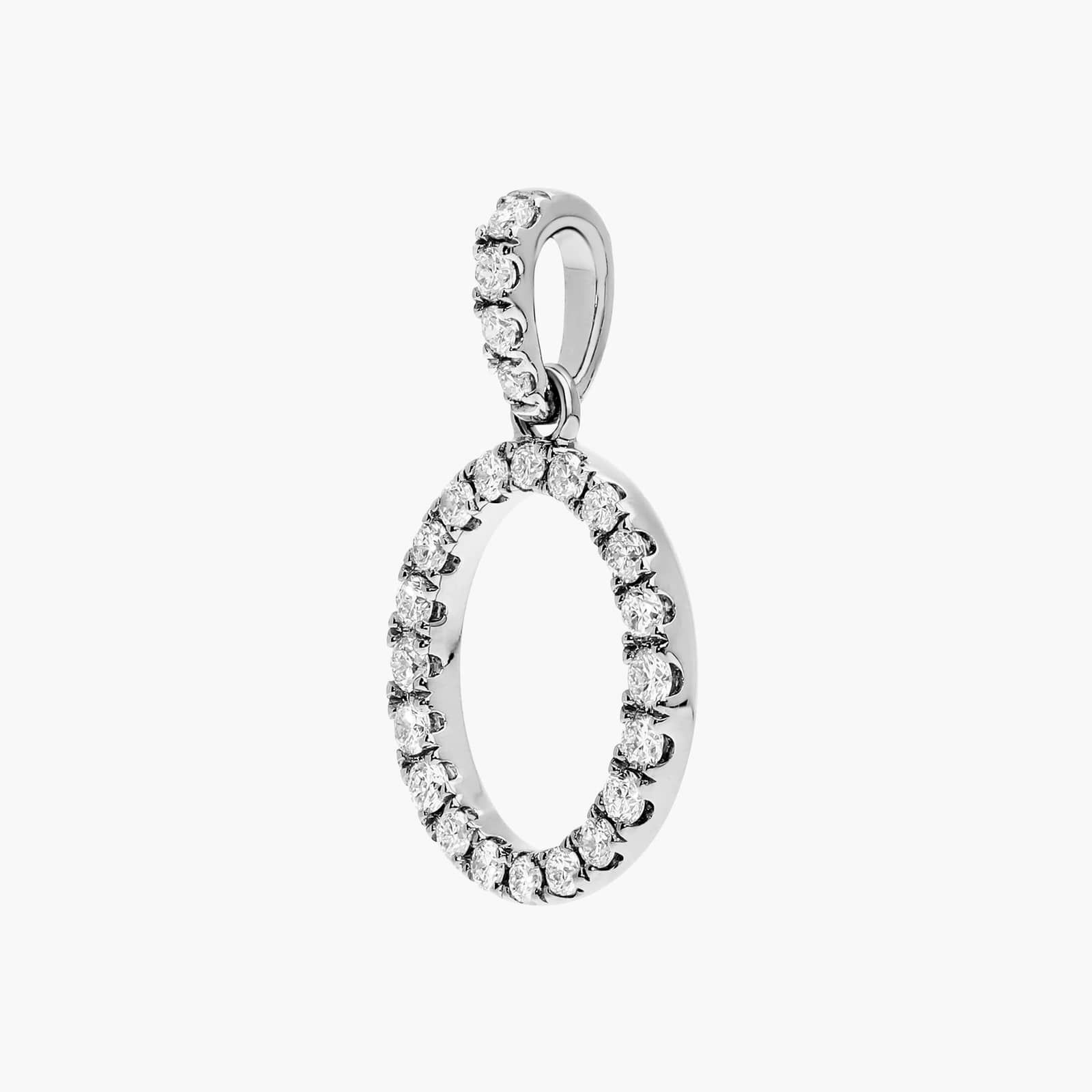 Lab-Grown Diamond Initial O Charm In 14K White Gold 2