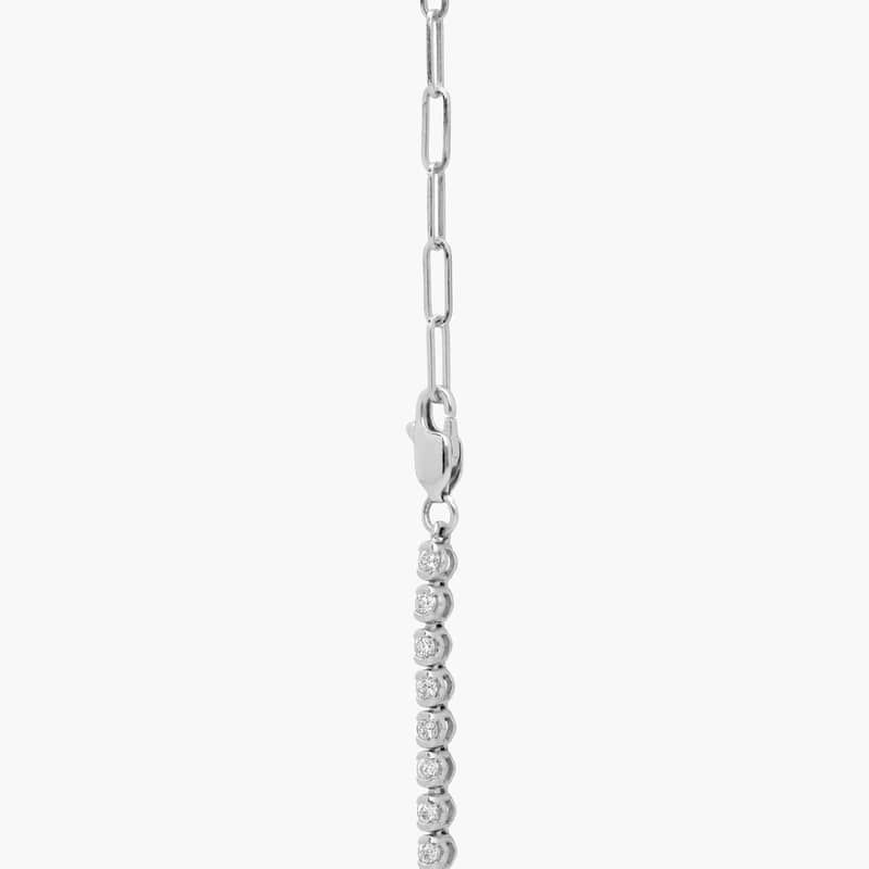 Mini Half Tennis Necklace With 2CTW Round Cut Diamonds In 14K White Gold 2