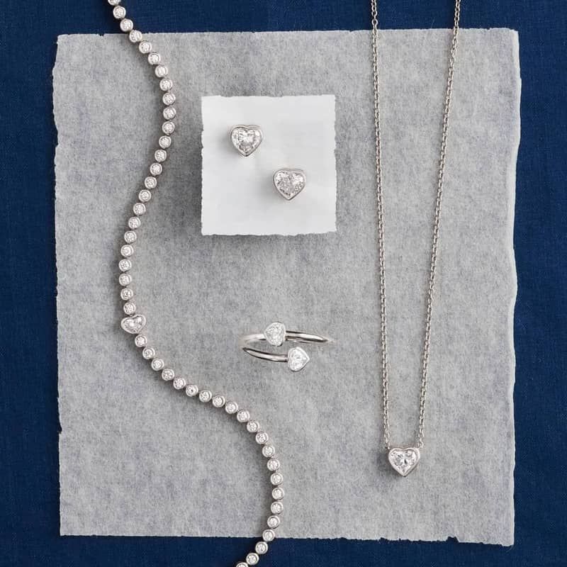 Heart Lab-Grown Diamond Pendant Bezel Necklace in 14K White Gold 3