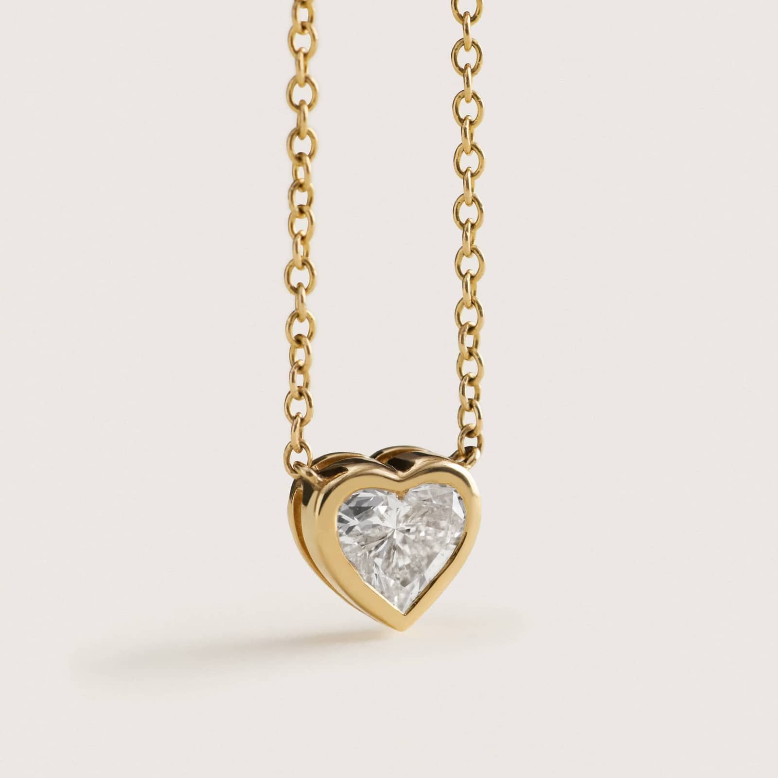 Heart Diamond Pendant Bezel Necklace in 14K Yellow Gold 2