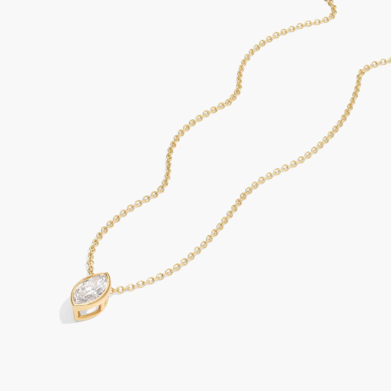 Bezel Solitaire Pendant Necklace With 0.5 CTW Marquise Cut Diamonds in 14K Yellow Gold By James Allen 2