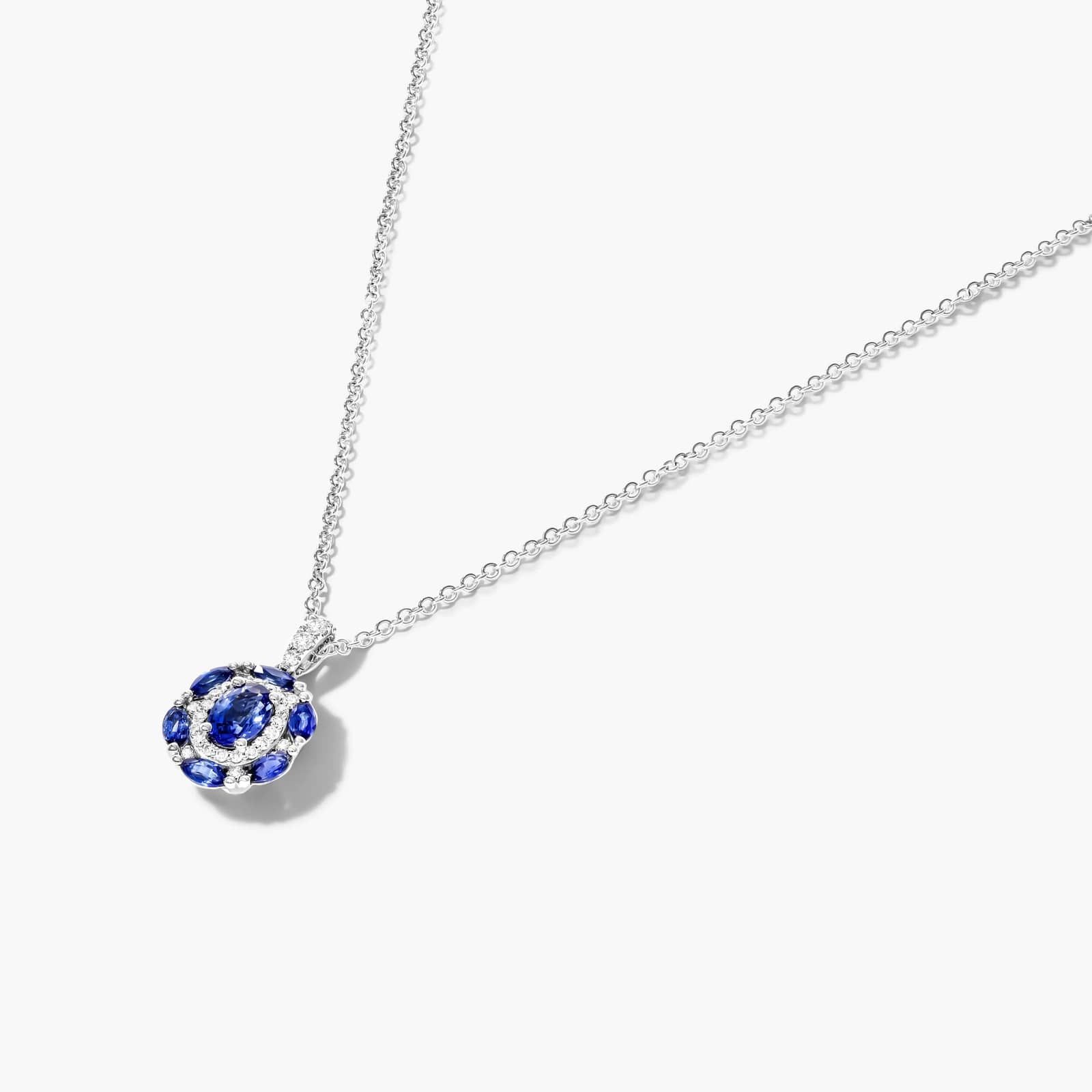 14K White Gold Imperial Sapphire and Diamond Necklace By James Allen 2