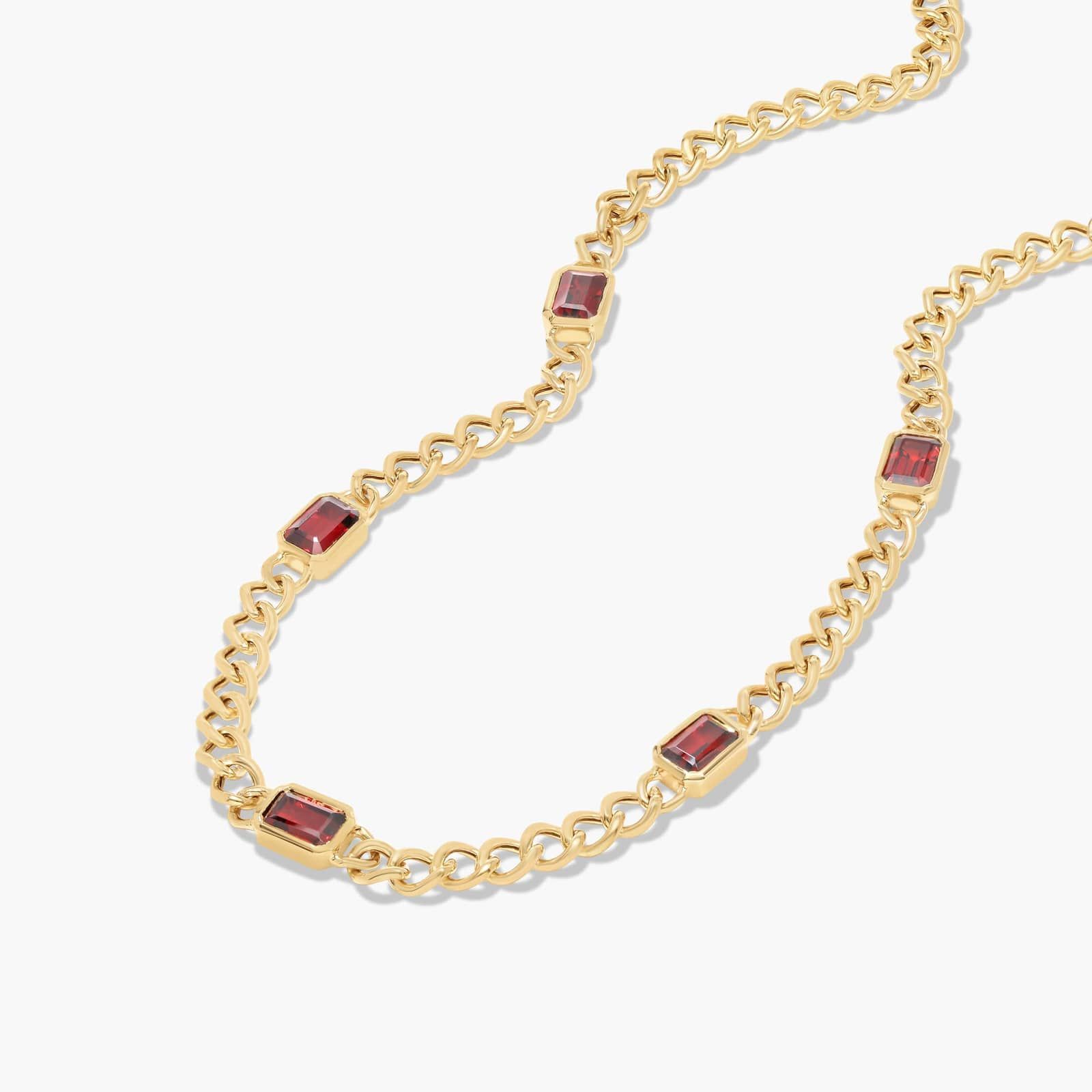 14K Yellow Gold Radiant Reflections Emerald Cut Garnet Curb Chain Necklace By James Allen 2