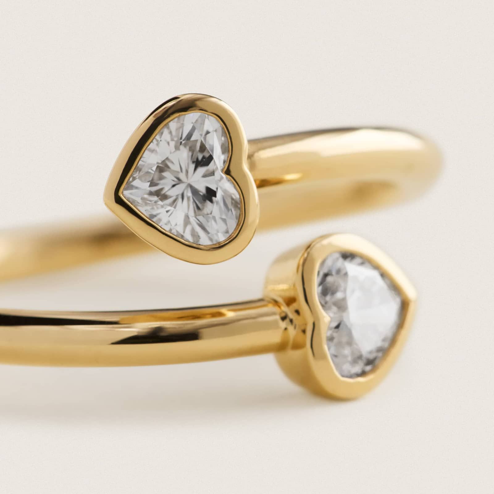 Heart Diamond Bezel Wrap Ring in 14K Yellow Gold 2