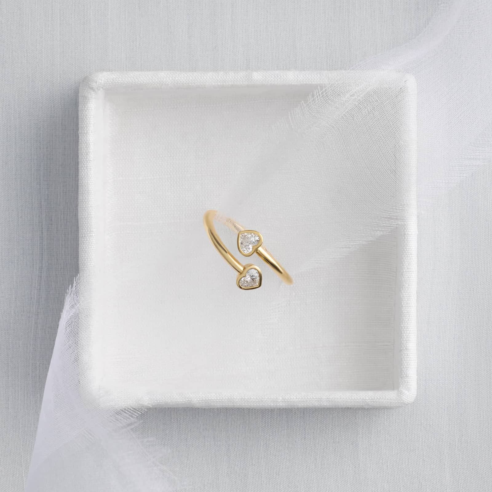 Heart Diamond Bezel Wrap Ring in 14K Yellow Gold 4