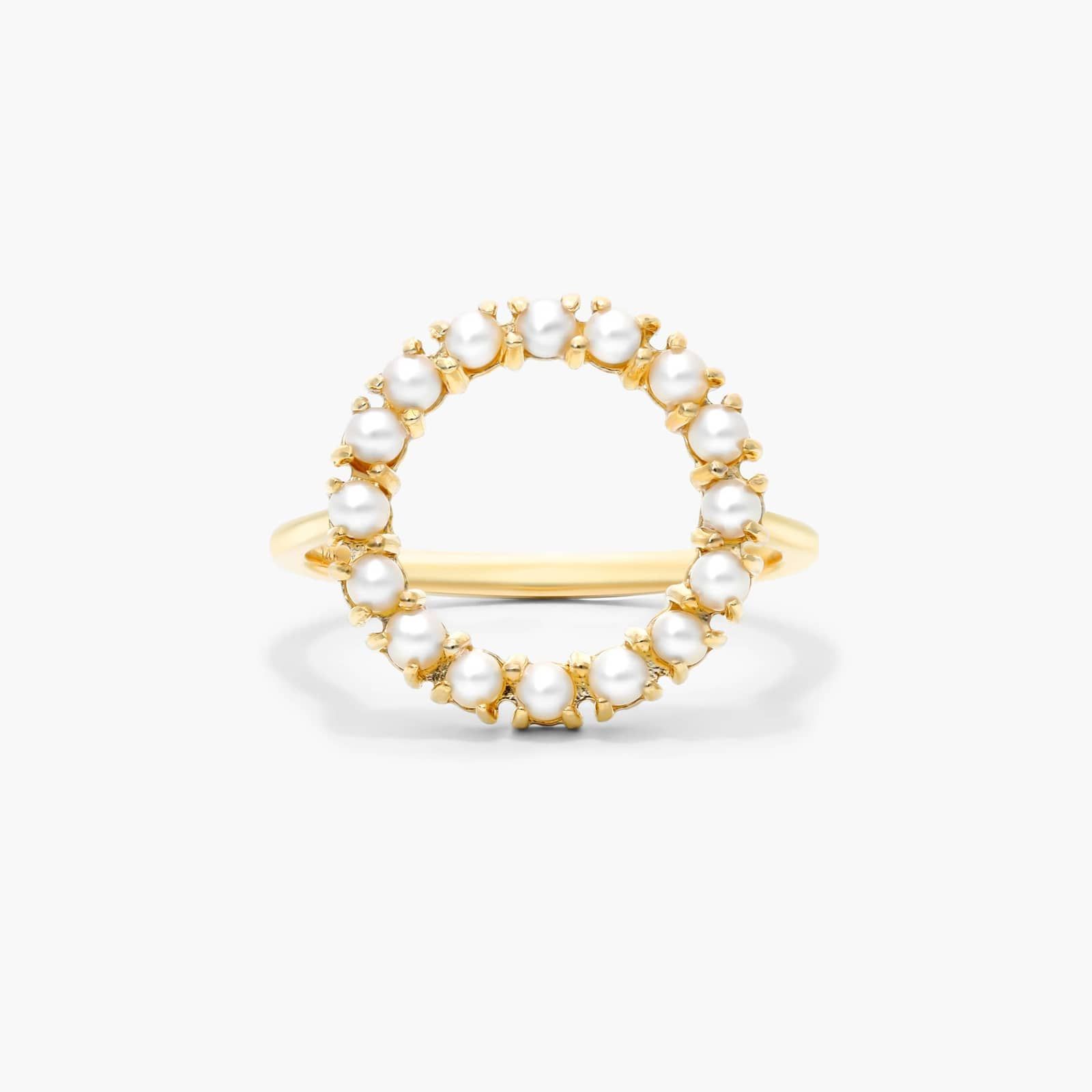 Freshwater Cultured Seed Pearl Open Circle Ring In 14K Yellow Gold (2.0mm) By James Allen