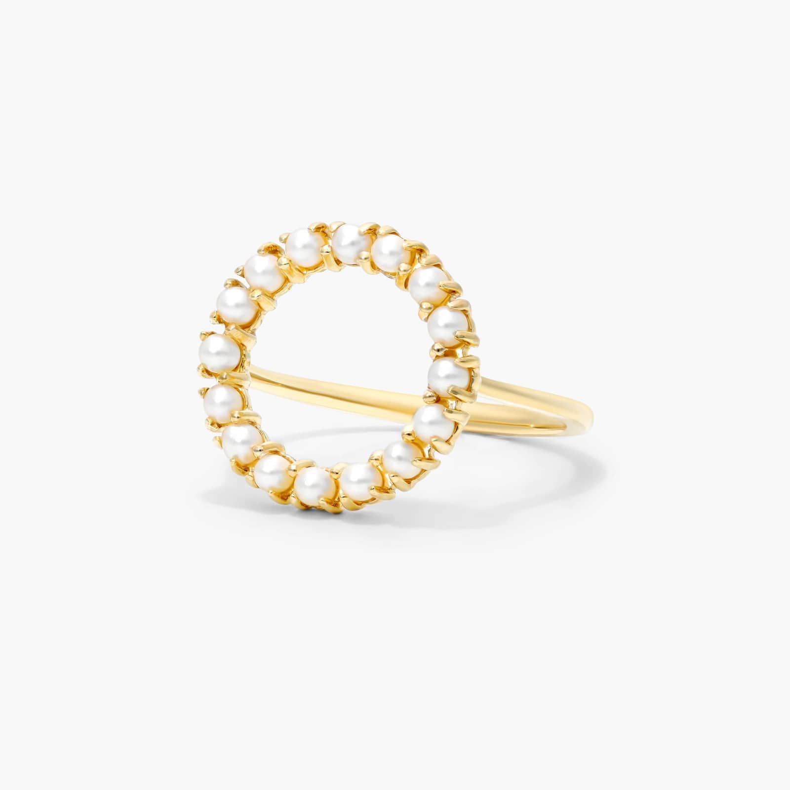 Freshwater Cultured Seed Pearl Open Circle Ring In 14K Yellow Gold (2.0mm) By James Allen 2