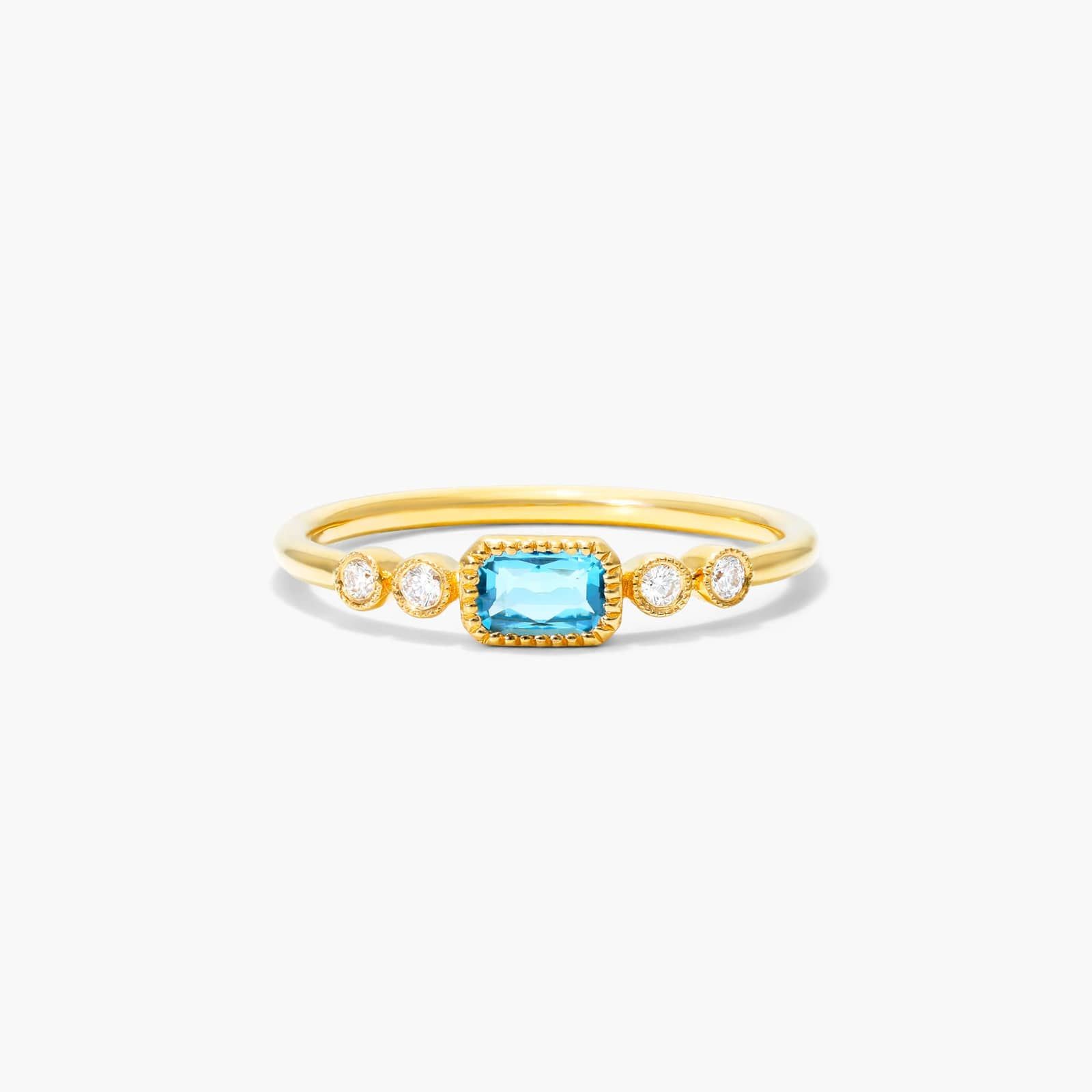 Dainty Blue Topaz Bezel Diamond Ring In 14K Yellow Gold By James Allen
