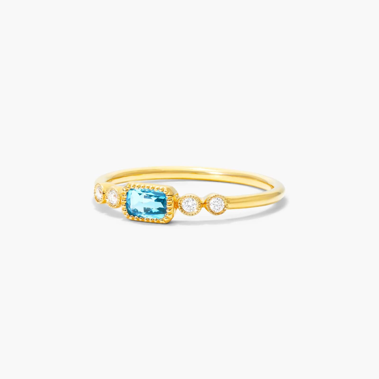 Dainty Blue Topaz Bezel Diamond Ring In 14K Yellow Gold By James Allen 2