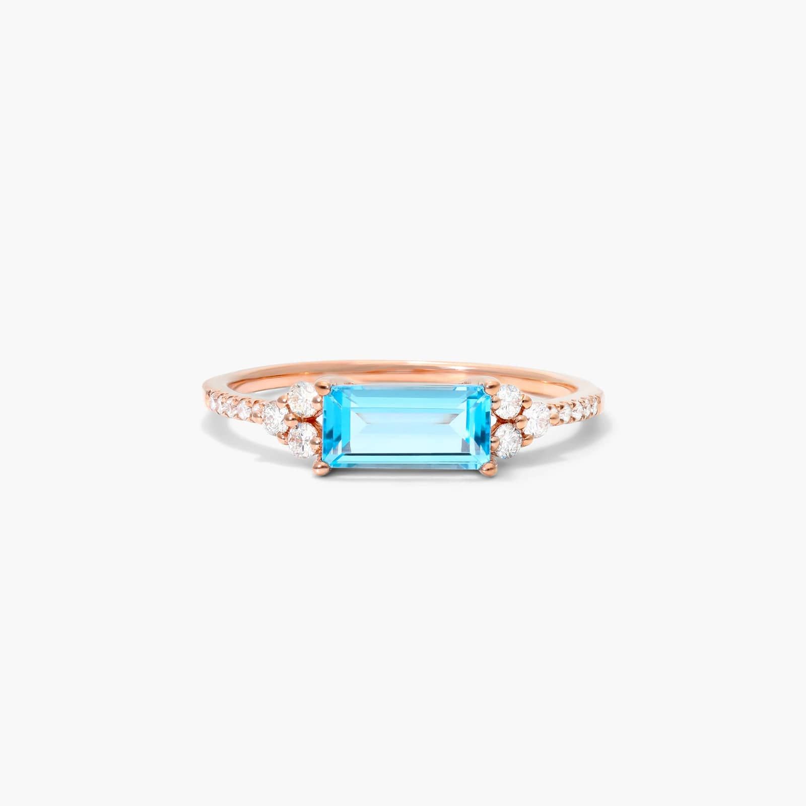 Blue Topaz And Triad Diamond Ring In 14K Rose Gold By James Allen