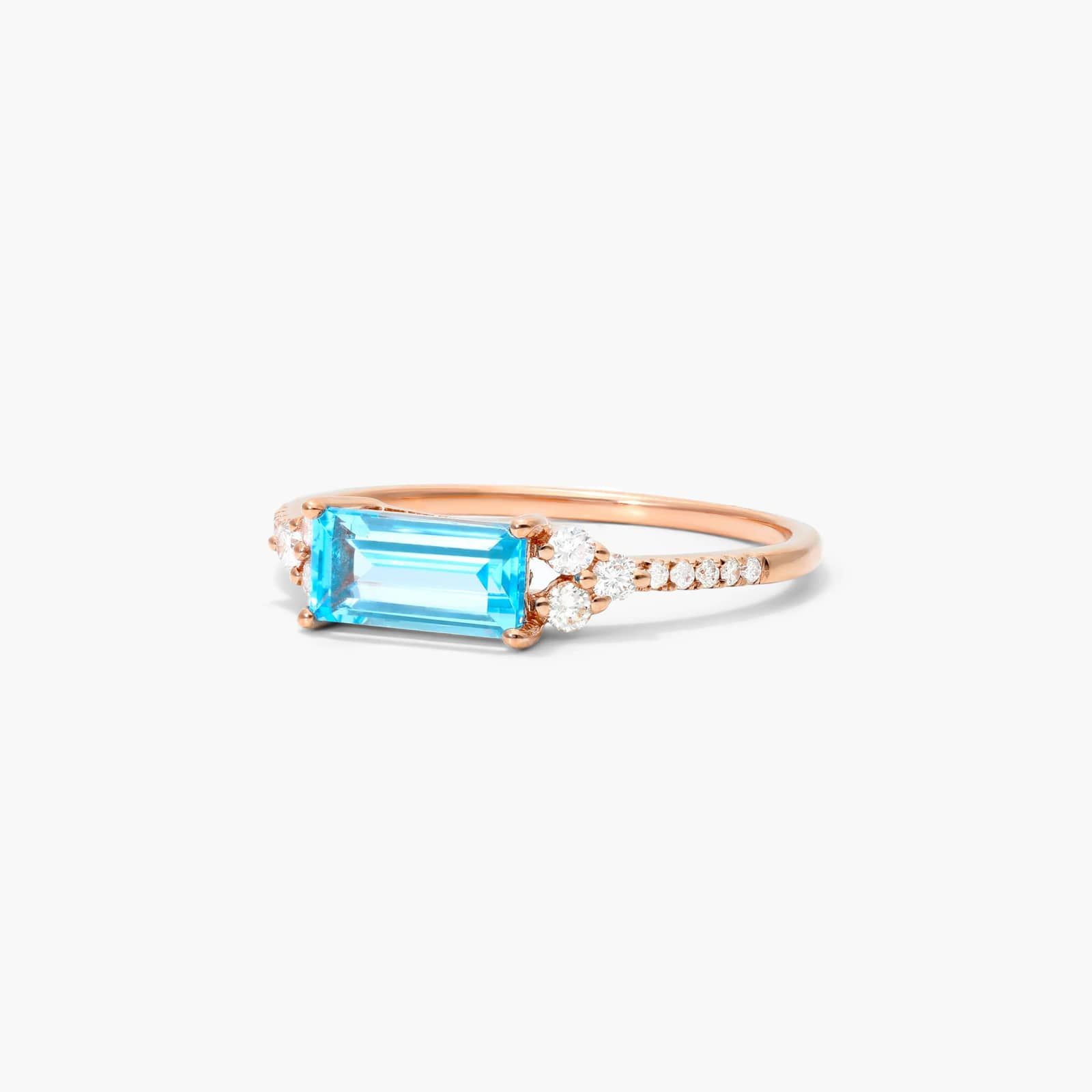 Blue Topaz And Triad Diamond Ring In 14K Rose Gold By James Allen 2