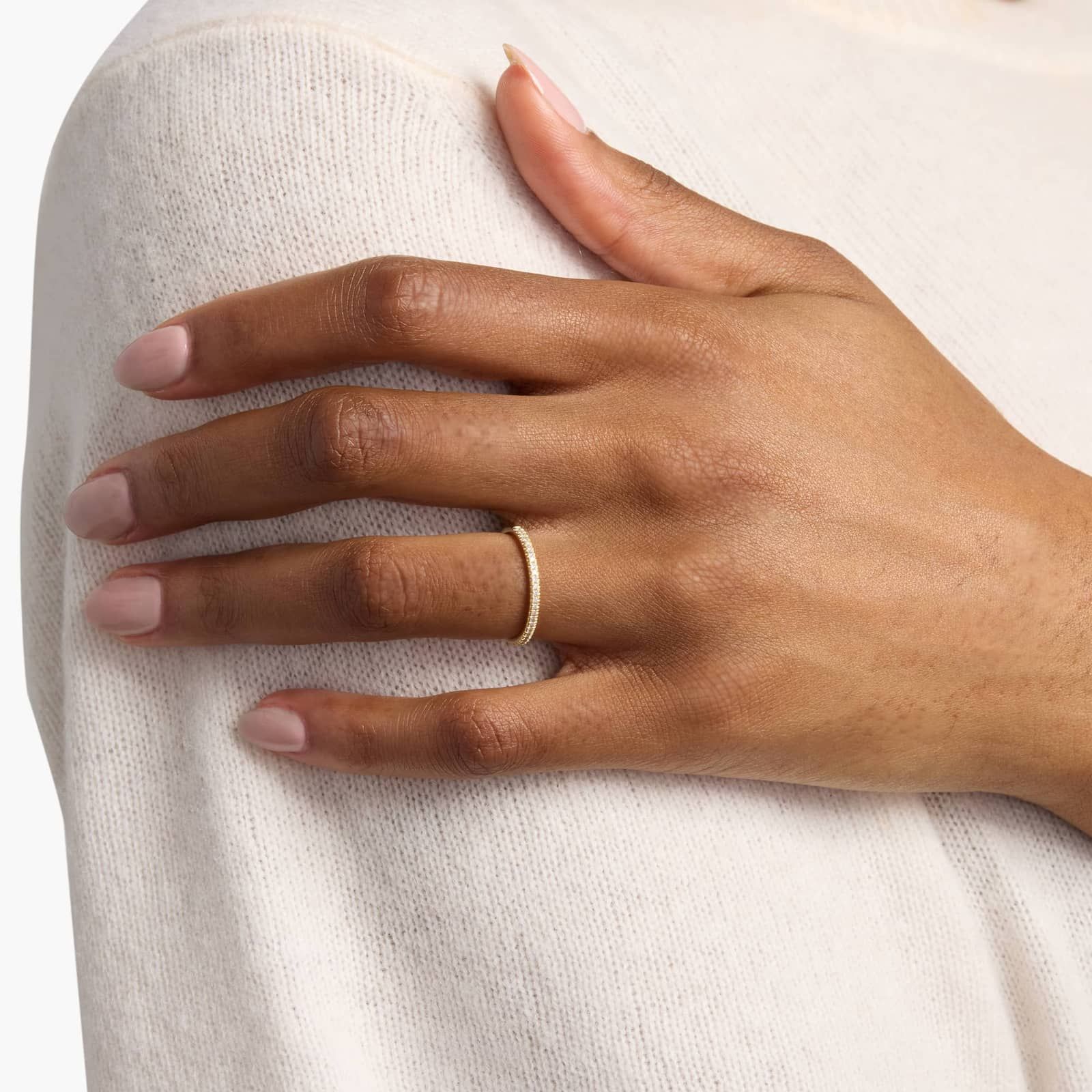 Petite Micropavé Diamond Ring in 14k Yellow Gold (1/10 ct. tw.) 4