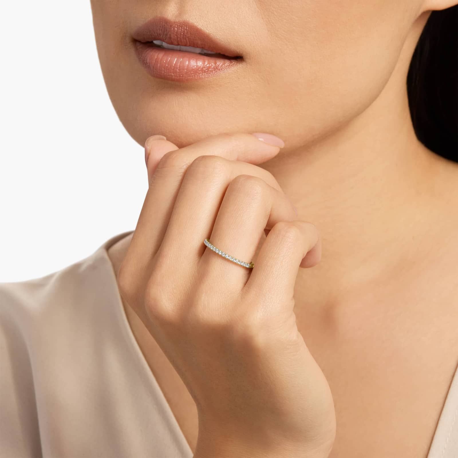 Riviera Pavé Diamond Ring in 14k Yellow Gold (1/4 ct. tw.) 3