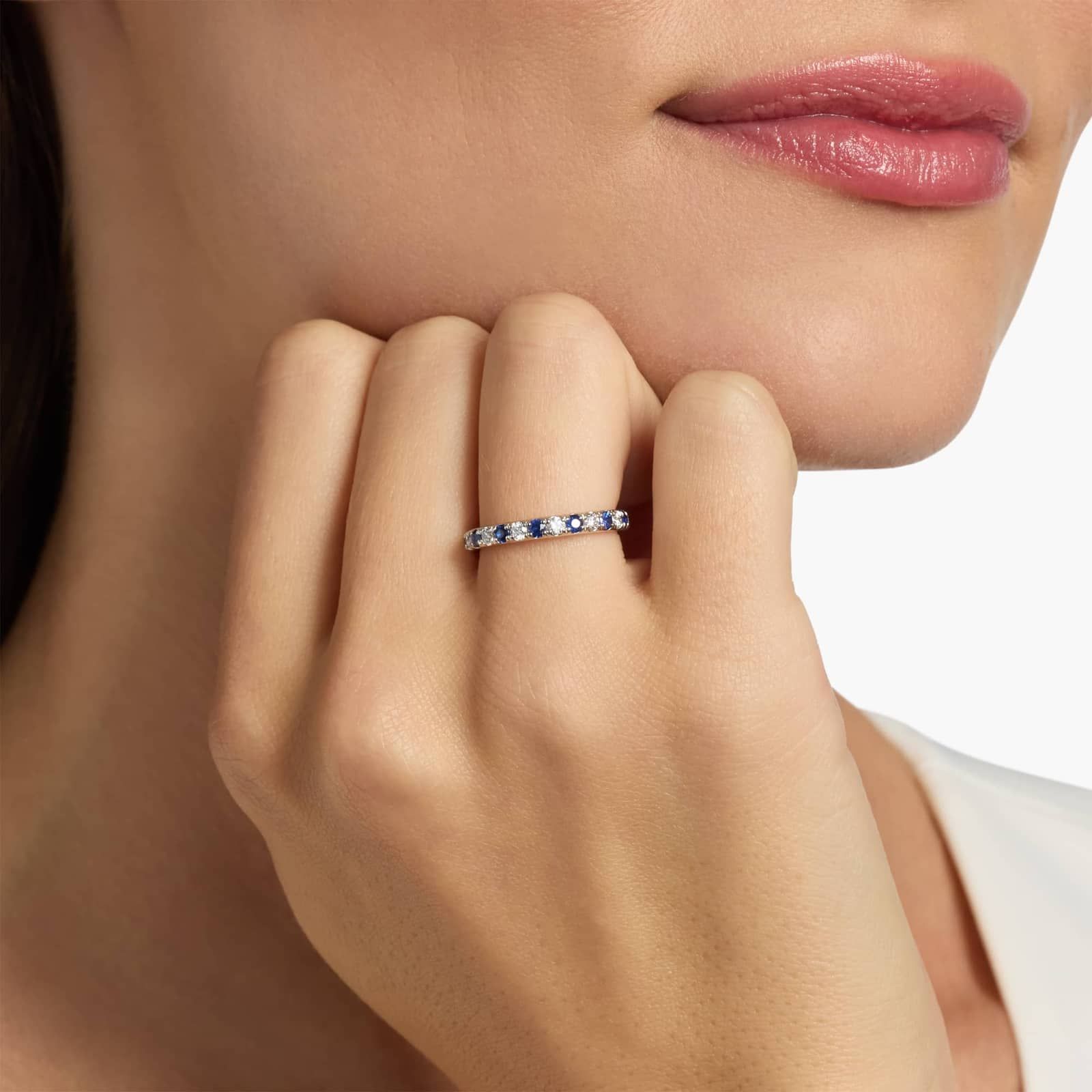 Riviera Pavé Sapphire and Diamond Eternity Ring in Platinum (2.2mm) 4