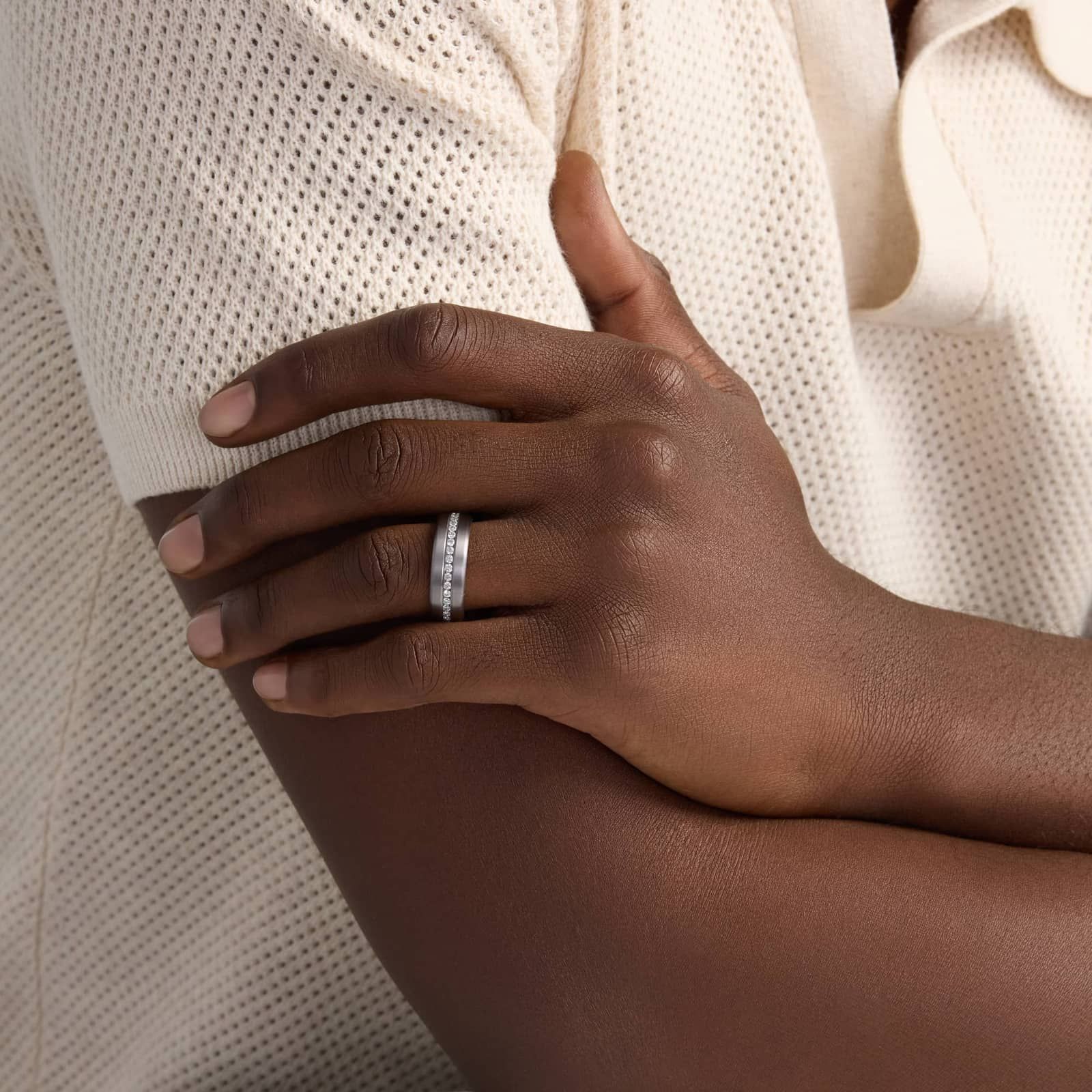 Satin Finish Diamond Wedding Ring in Grey Tantalum (7.5 mm, 3/8 ct. tw.) 4