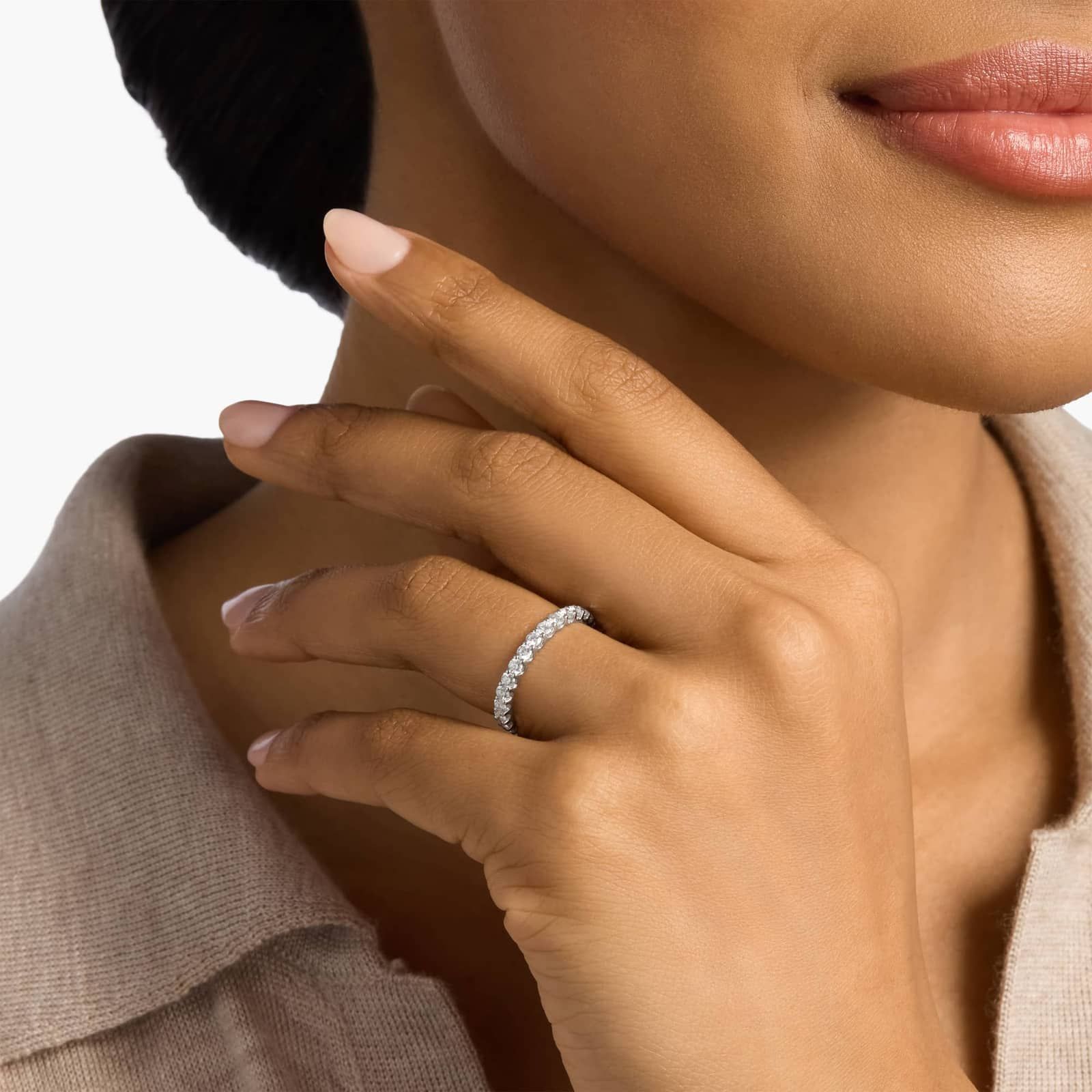Luna Diamond Eternity Ring In 14K White Gold (1 Ct. tw. - H-I / SI1-SI2) 4