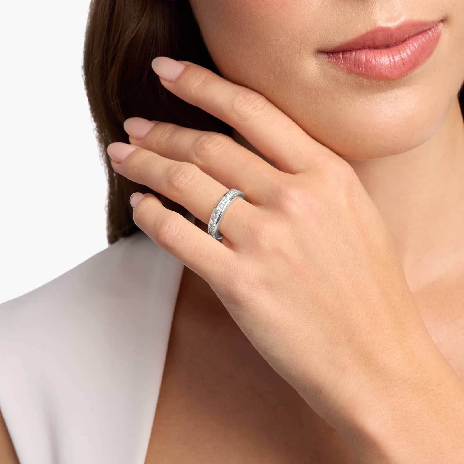 Channel Set Round Diamond Eternity Ring In 14K White Gold (1 1/2 Ct. tw. - H-I / SI1-SI2) 4
