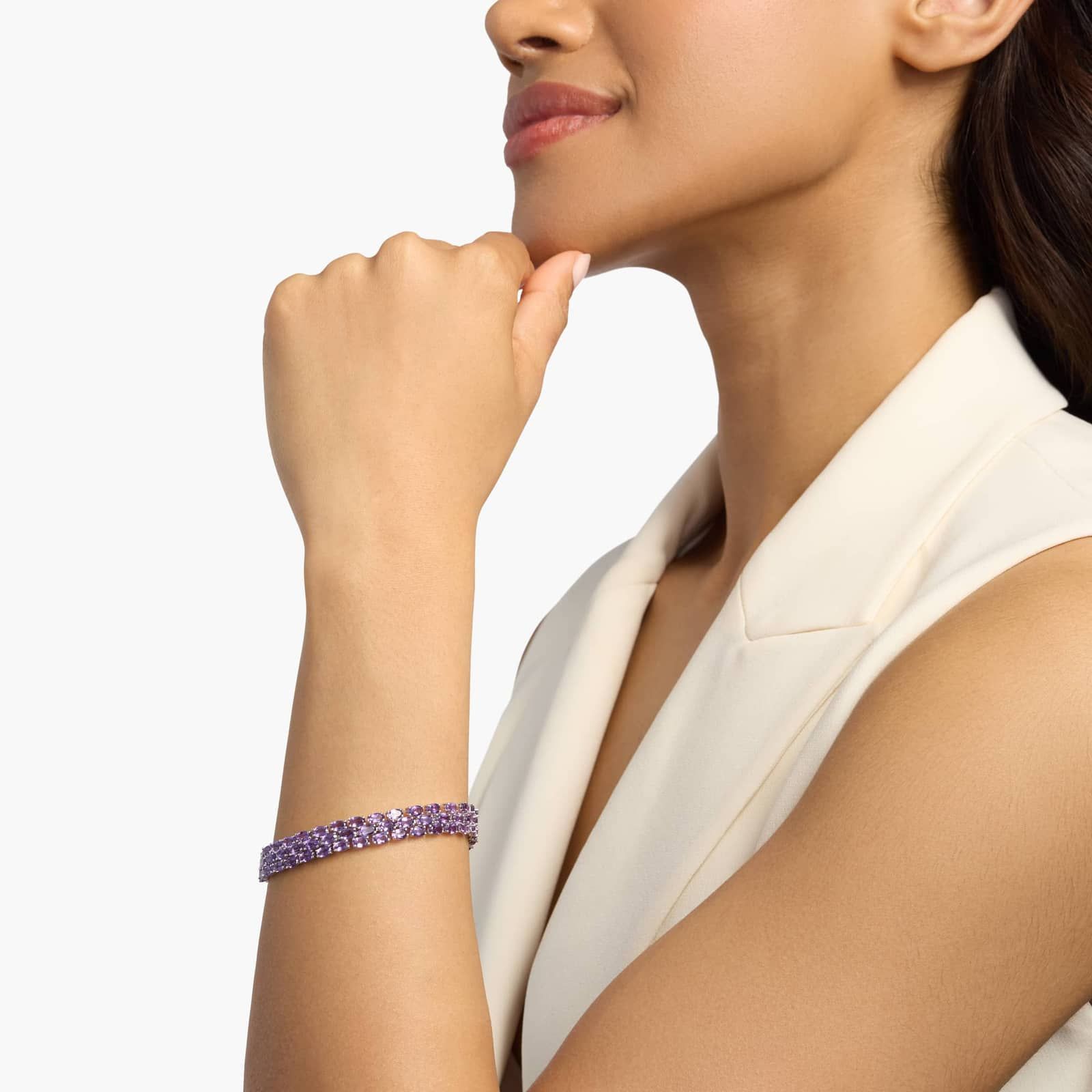 Trio Oval Amethyst Bracelet in Sterling Silver (5x3mm) 4