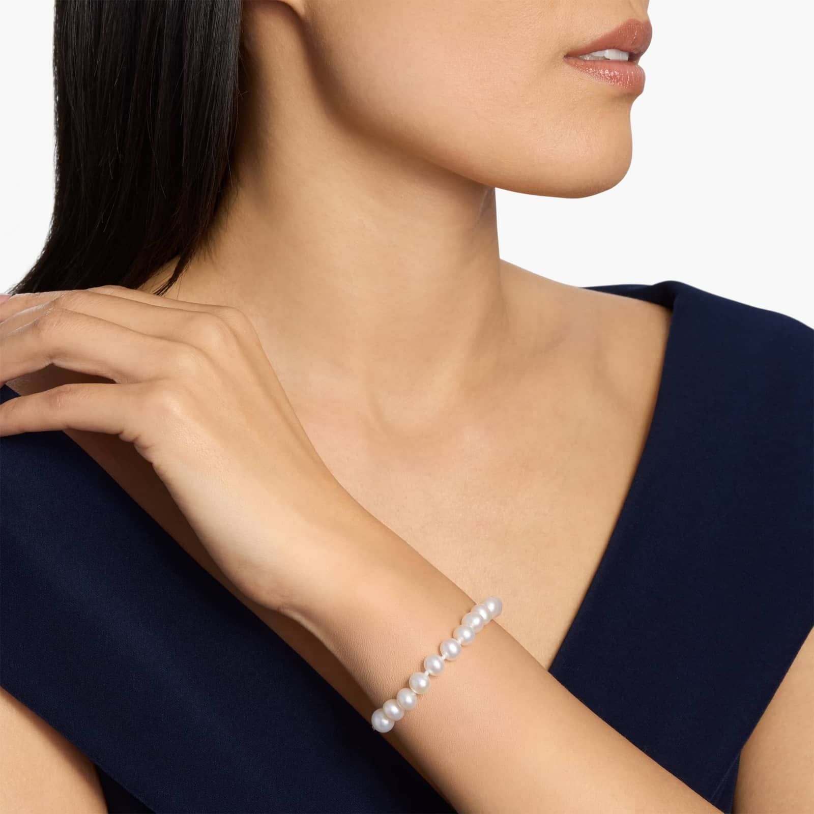 6.5" Freshwater Cultured Pearl Bracelet in 14k White Gold (7.0-7.5mm) 3