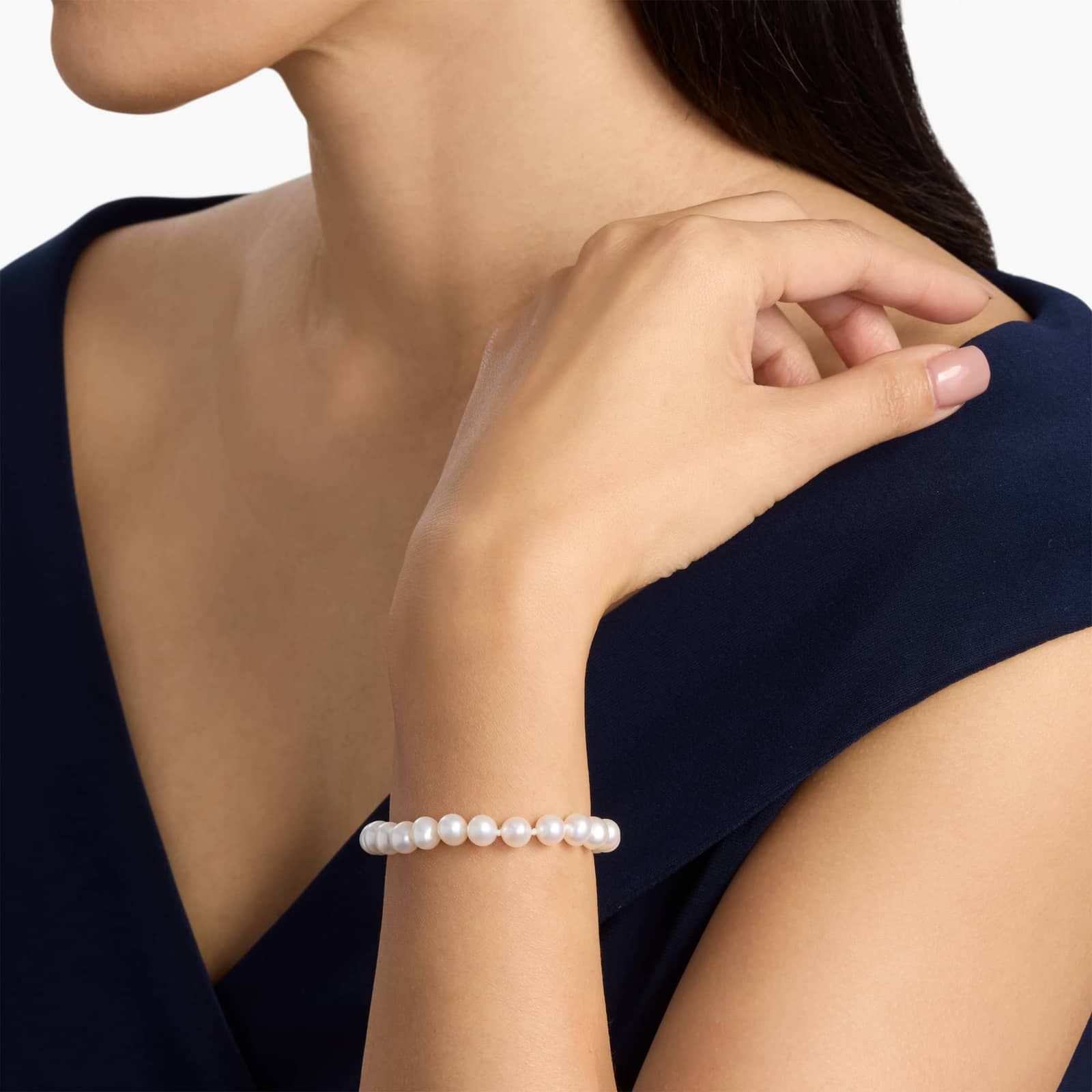 6.5" Freshwater Cultured Pearl Bracelet in 14k White Gold (7.0-7.5mm) 4