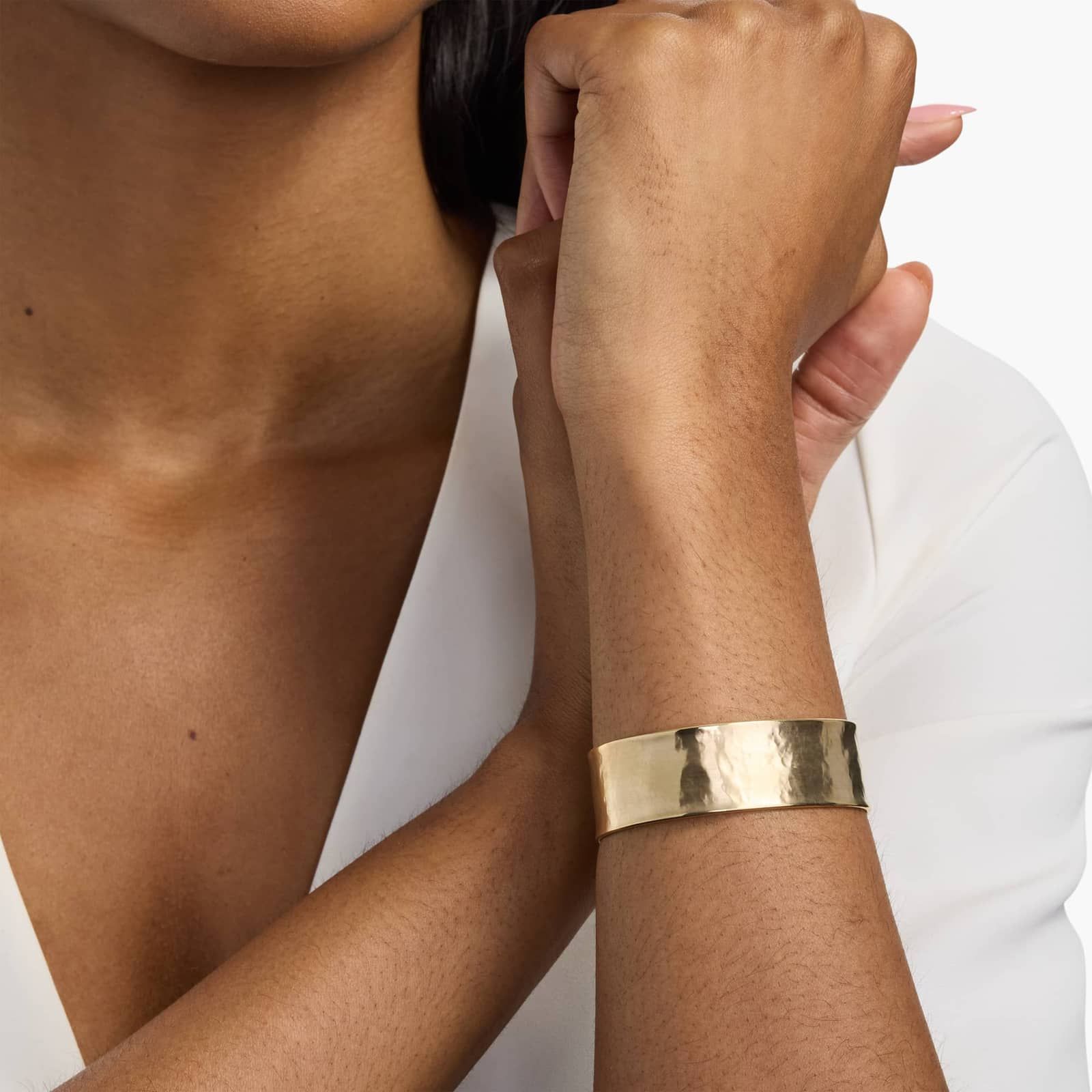 Satin Cuff Bracelet in 14k Italian Yellow Gold (19 mm) 3