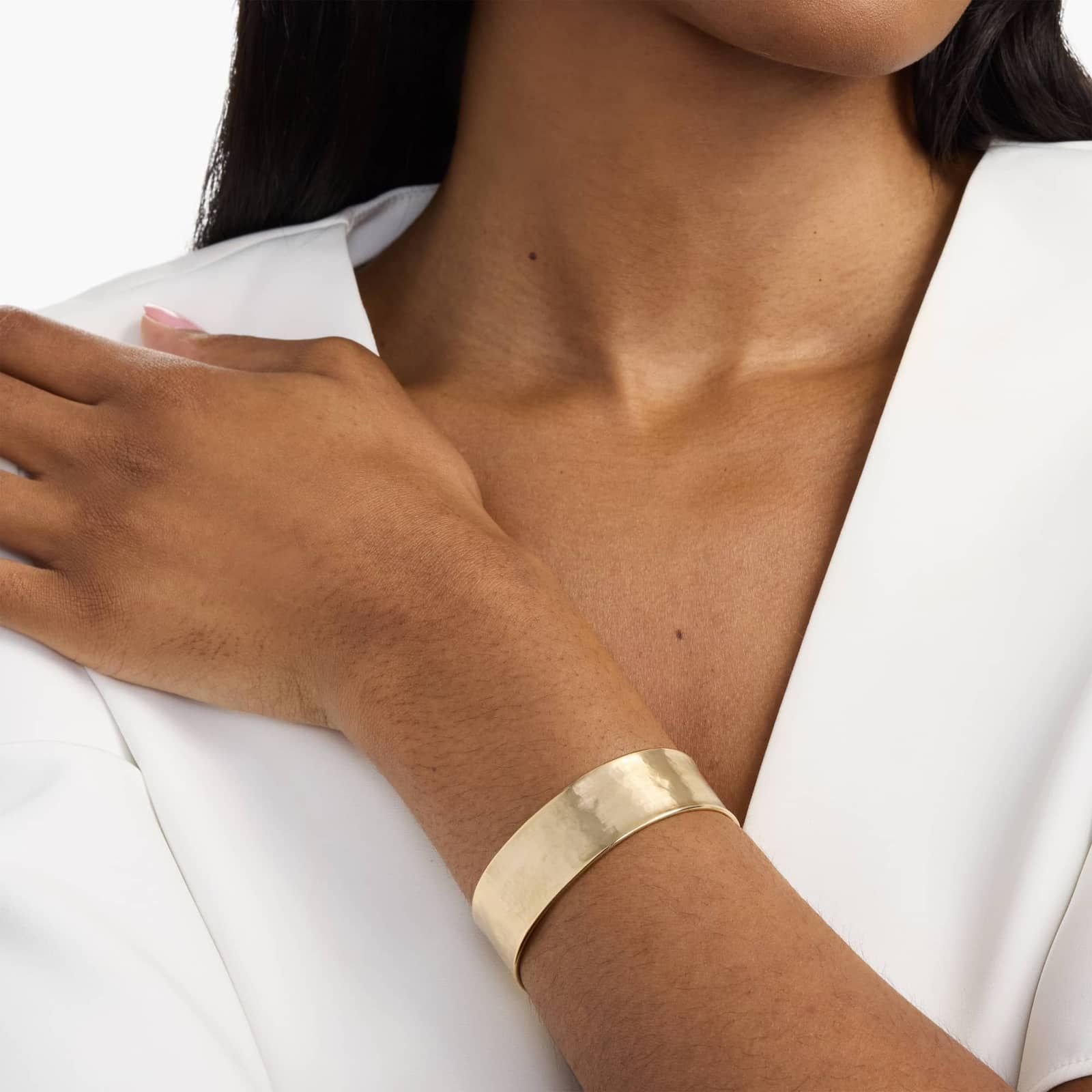 Satin Cuff Bracelet in 14k Italian Yellow Gold (19 mm) 4
